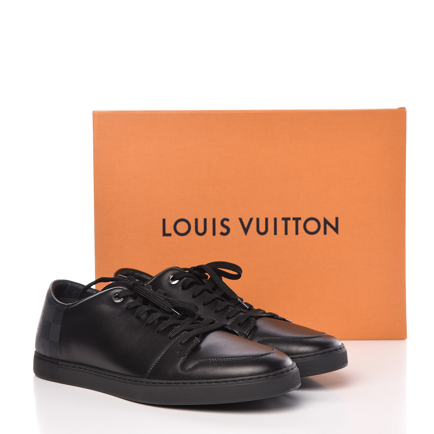 LOUIS VUITTON Damier Graphite Calfskin Mens Line Up Sneaker 7.5 Black 409160