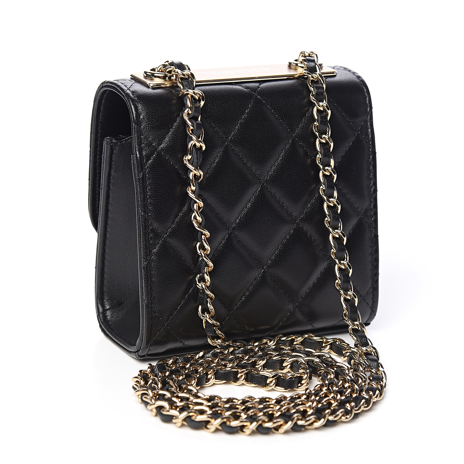 CHANEL Lambskin Quilted Mini Trendy CC Chain Wallet Black 551616 ...