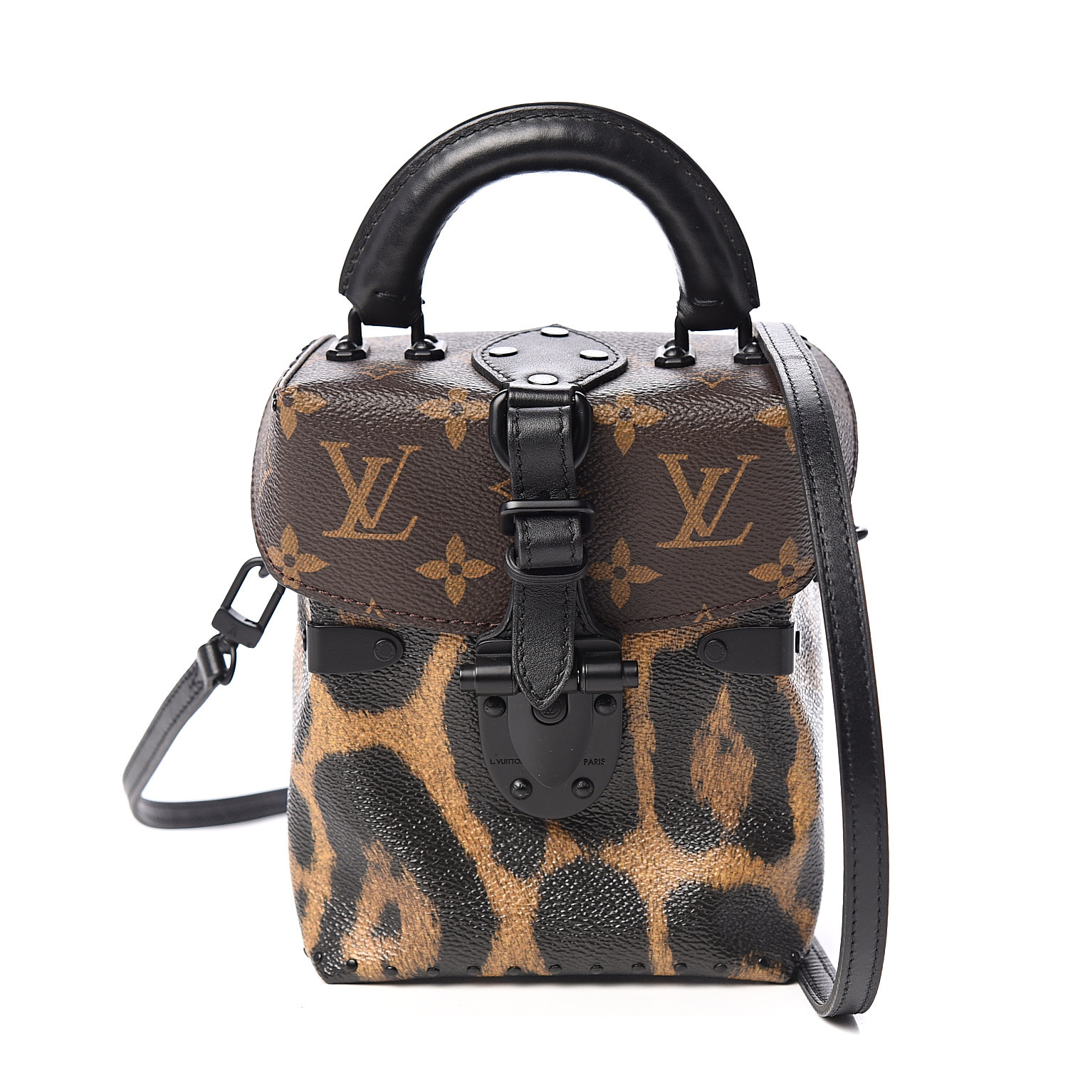 LOUIS VUITTON Monogram Wild Animal Print Camera Box Black 550342