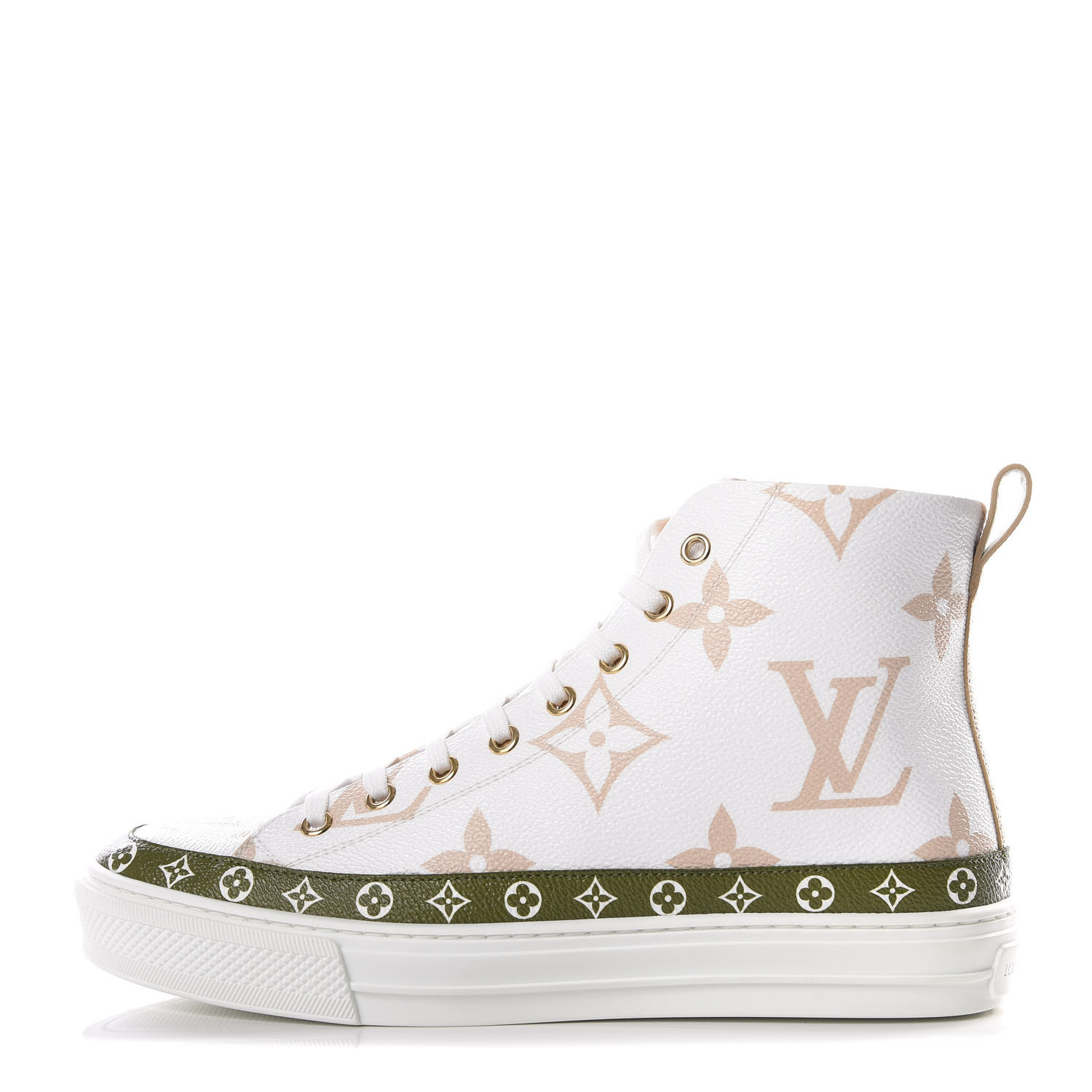 LOUIS VUITTON Monogram Womens Giant Stellar Sneaker 38.5 Khaki White Beige 551000
