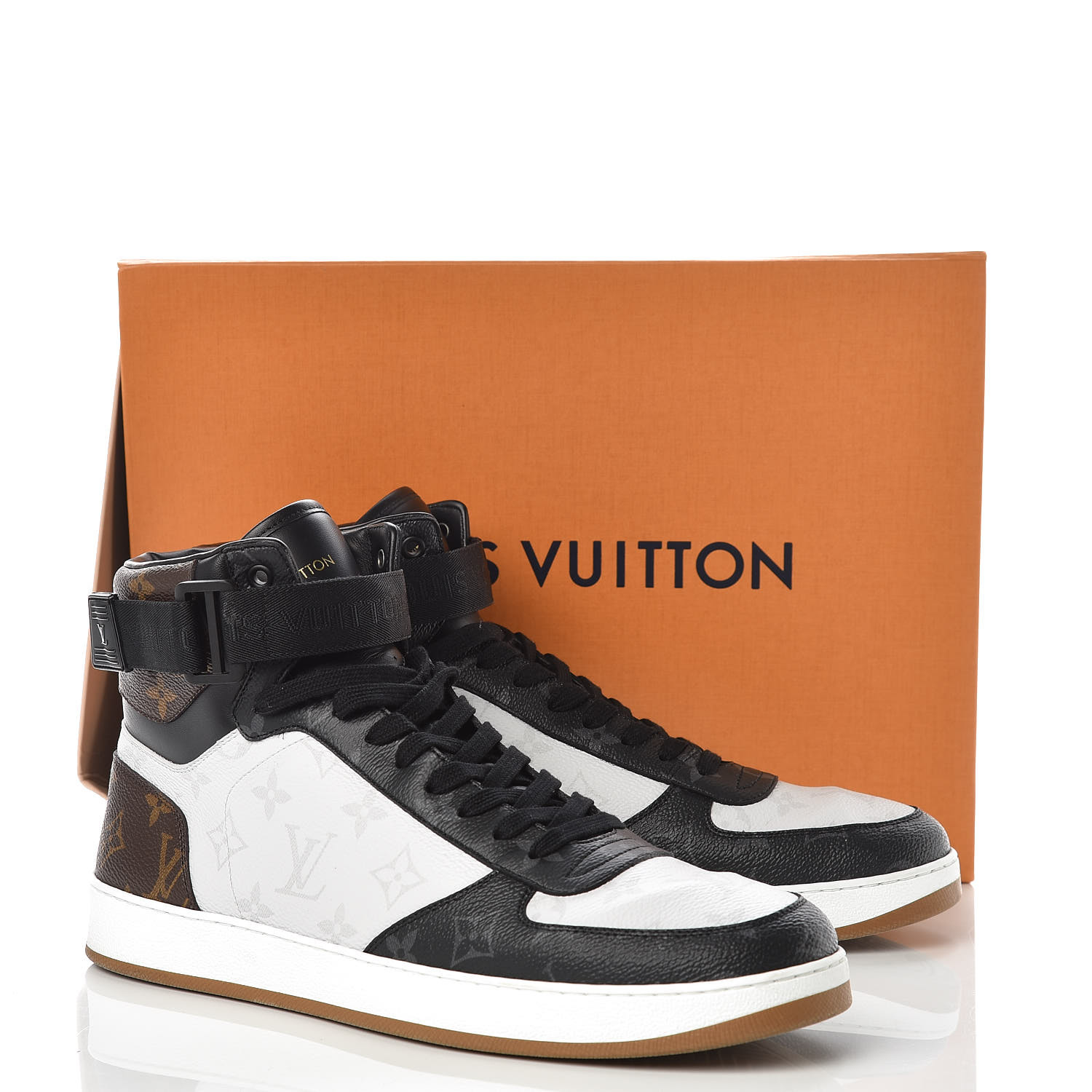 LOUIS VUITTON Monogram Calfskin Mens Rivoli High Top Sneakers 10 393417