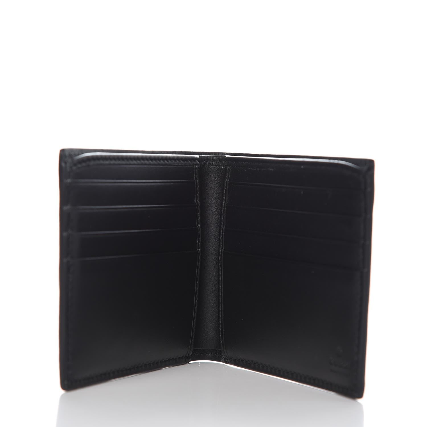 GUCCI GG Supreme Monogram Kingsnake Bi-Fold Wallet Black Grey 