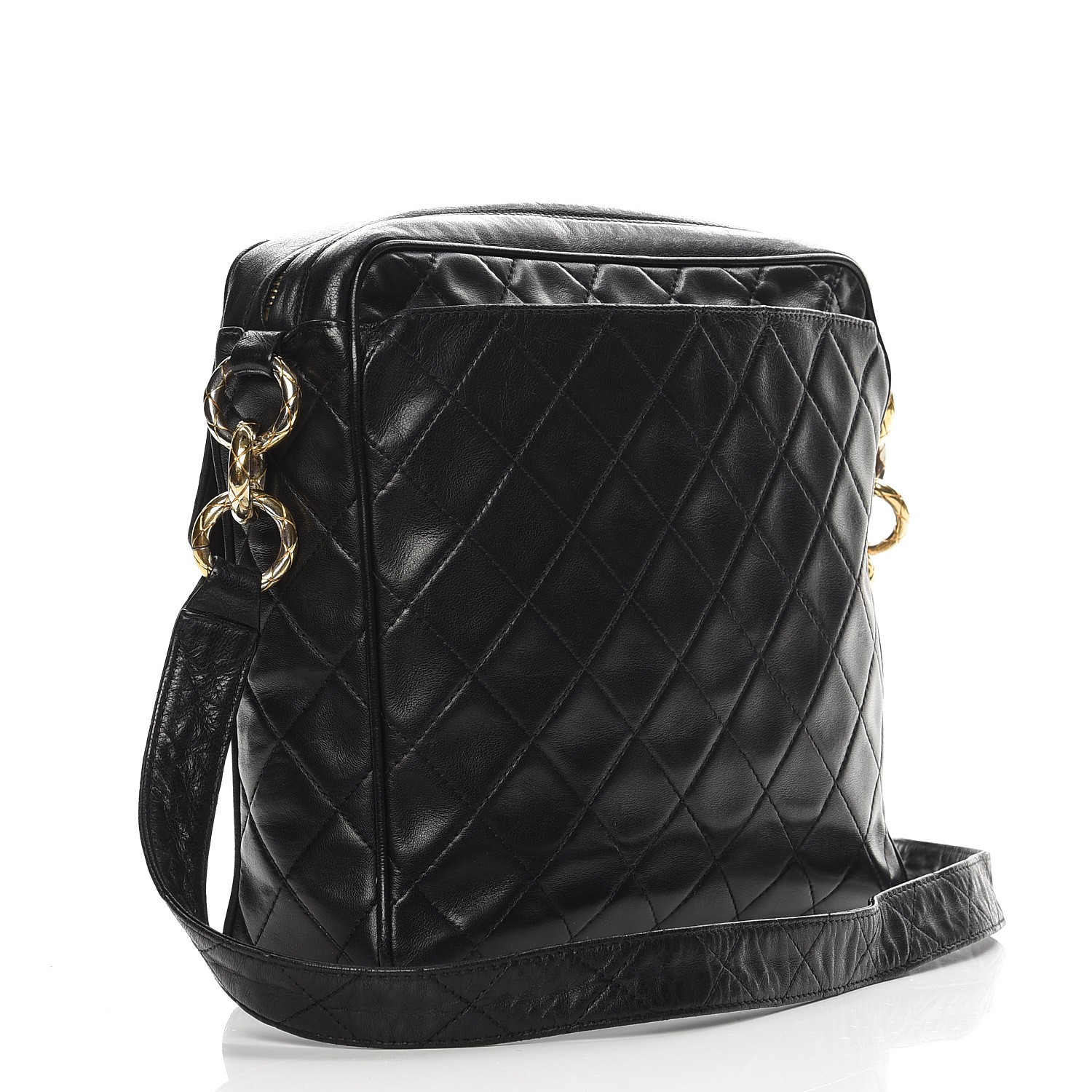 CHANEL Quilted Lambskin Flap Crossbody Bag Black 219749