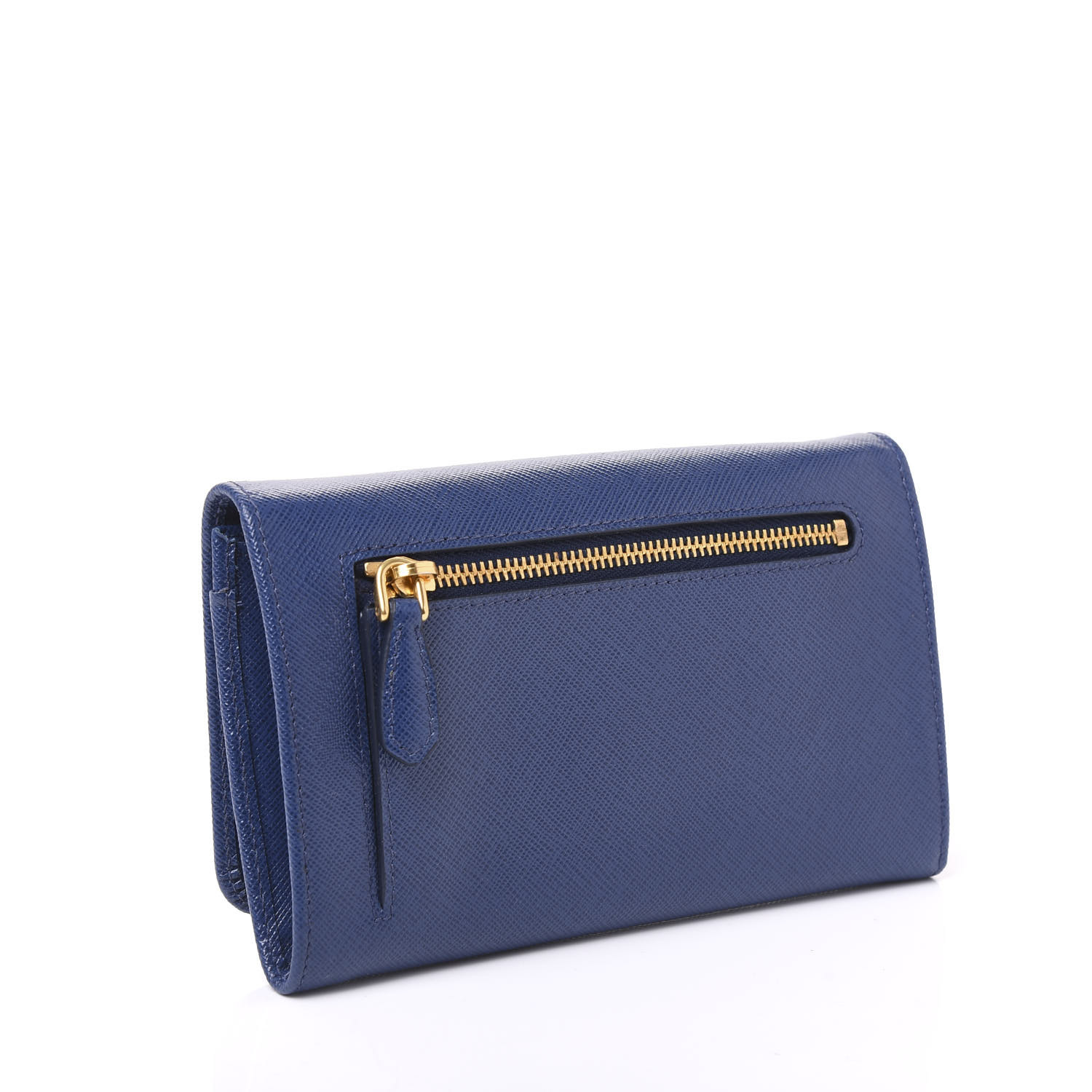 PRADA Saffiano Metal Wristlet Wallet Bluette 589841