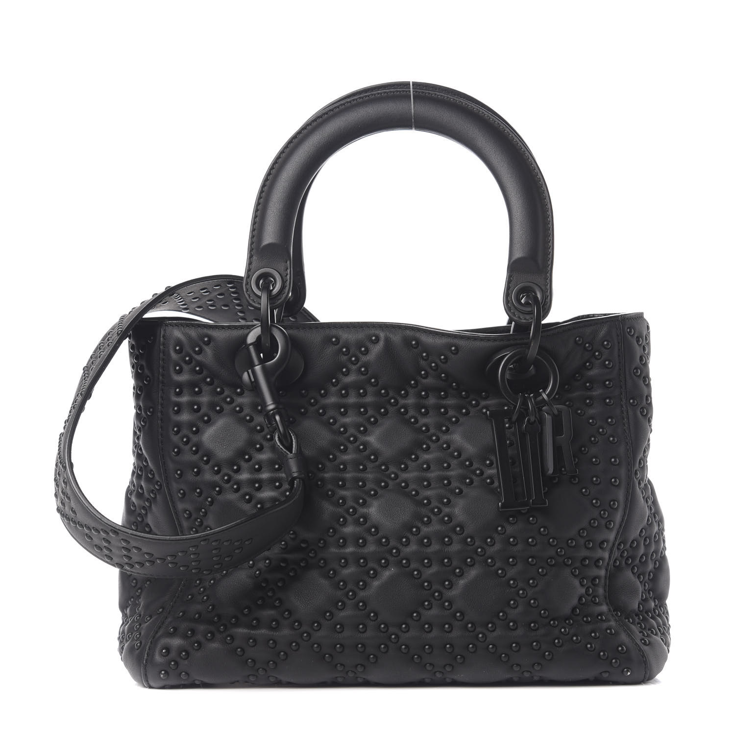 mini lady dior bag black cannage calfskin with diamond motif