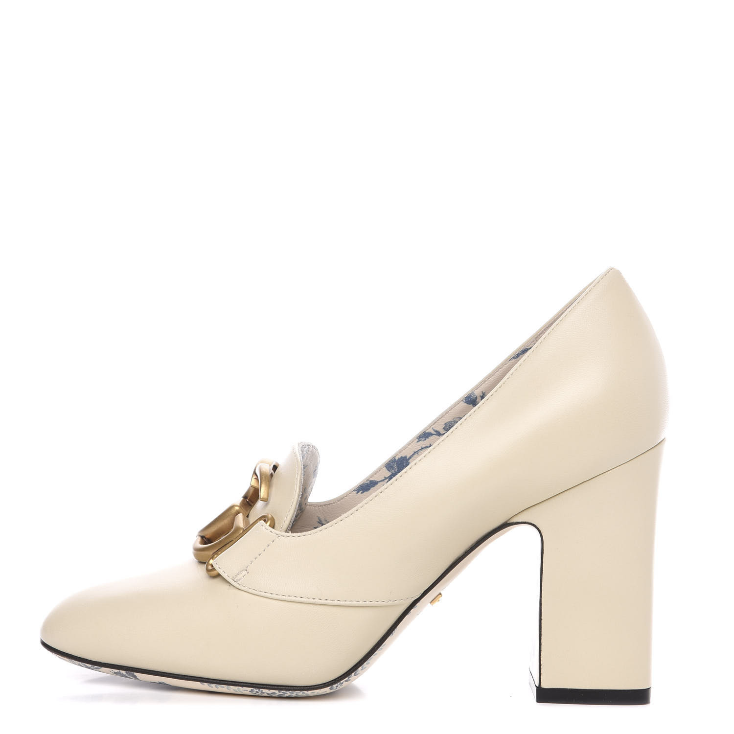 gucci white block heel