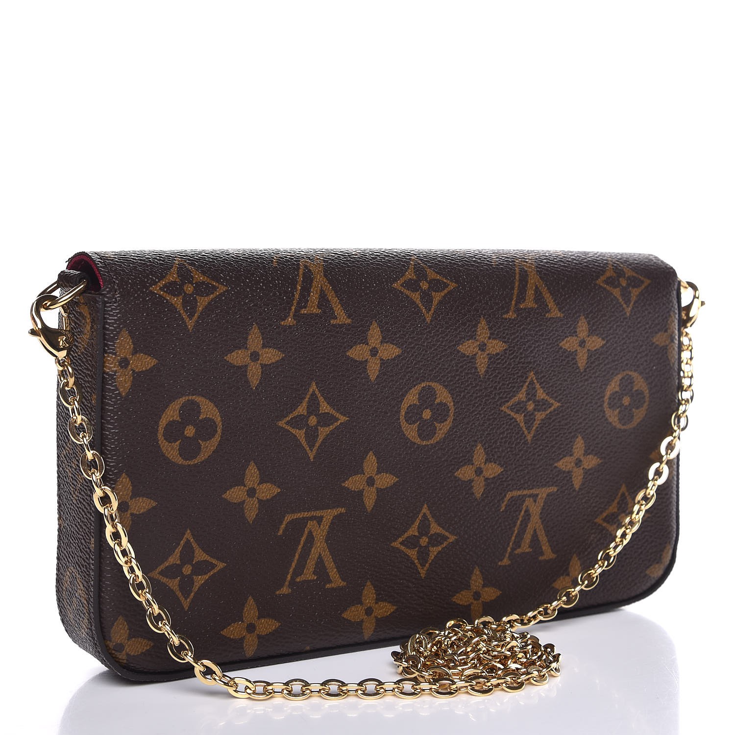 louis vuitton pochette felicie monogram fuchsia LOUIS VUITTON Monogram Pochette Felicie Chain Wallet Fuchsia 331066