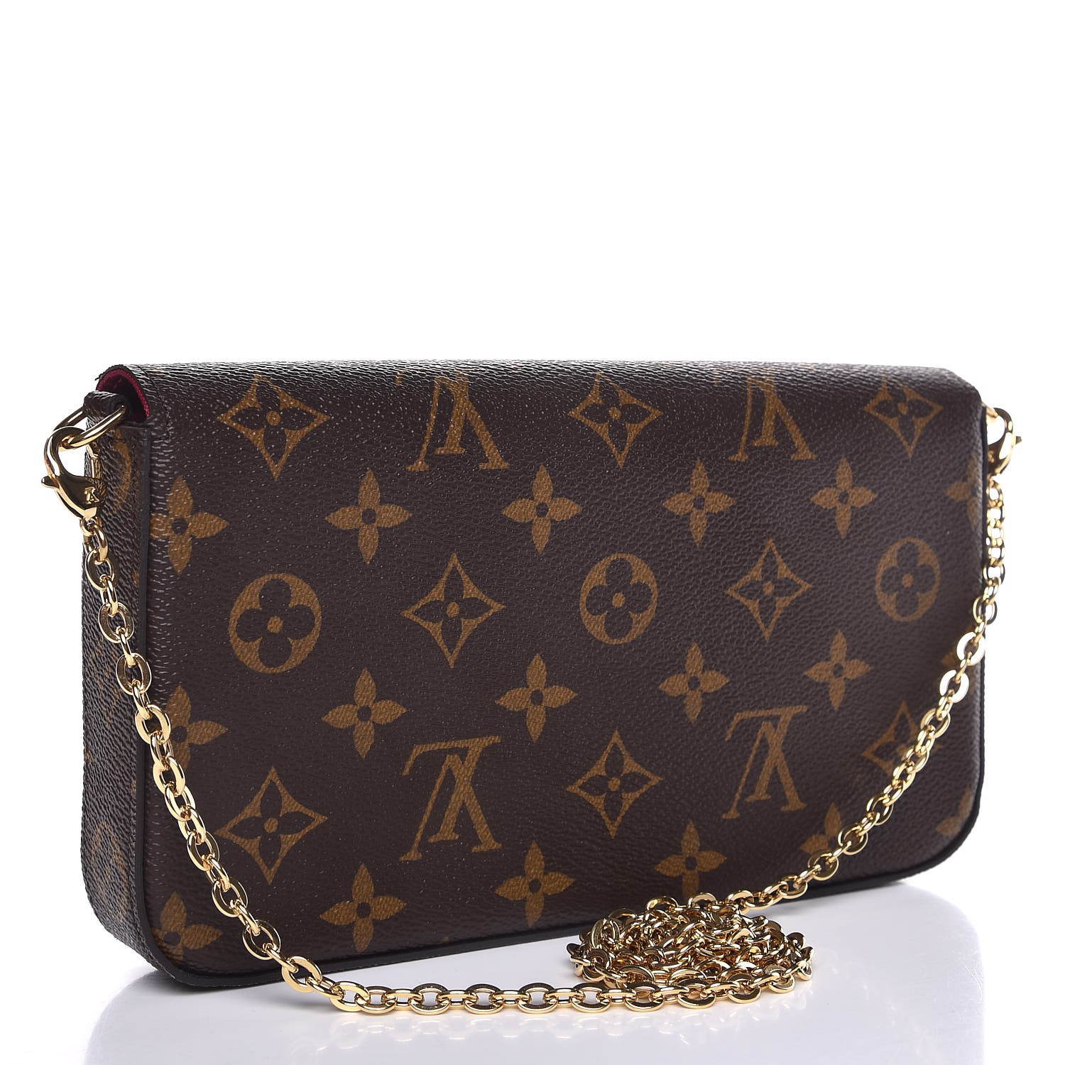 LOUIS VUITTON Monogram Pochette Felicie Chain Wallet Fuchsia 331066