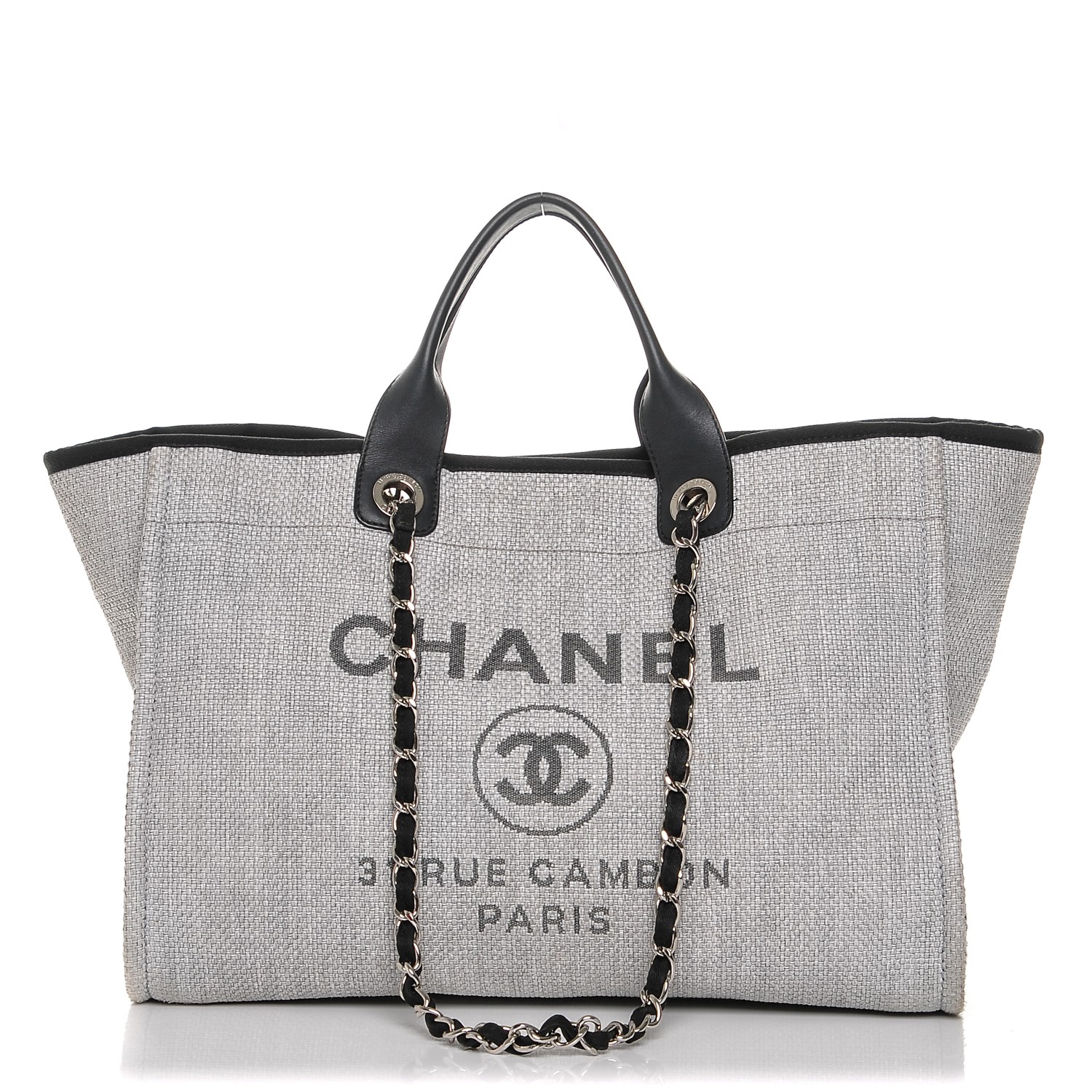 chanel deauville grey canvas tote