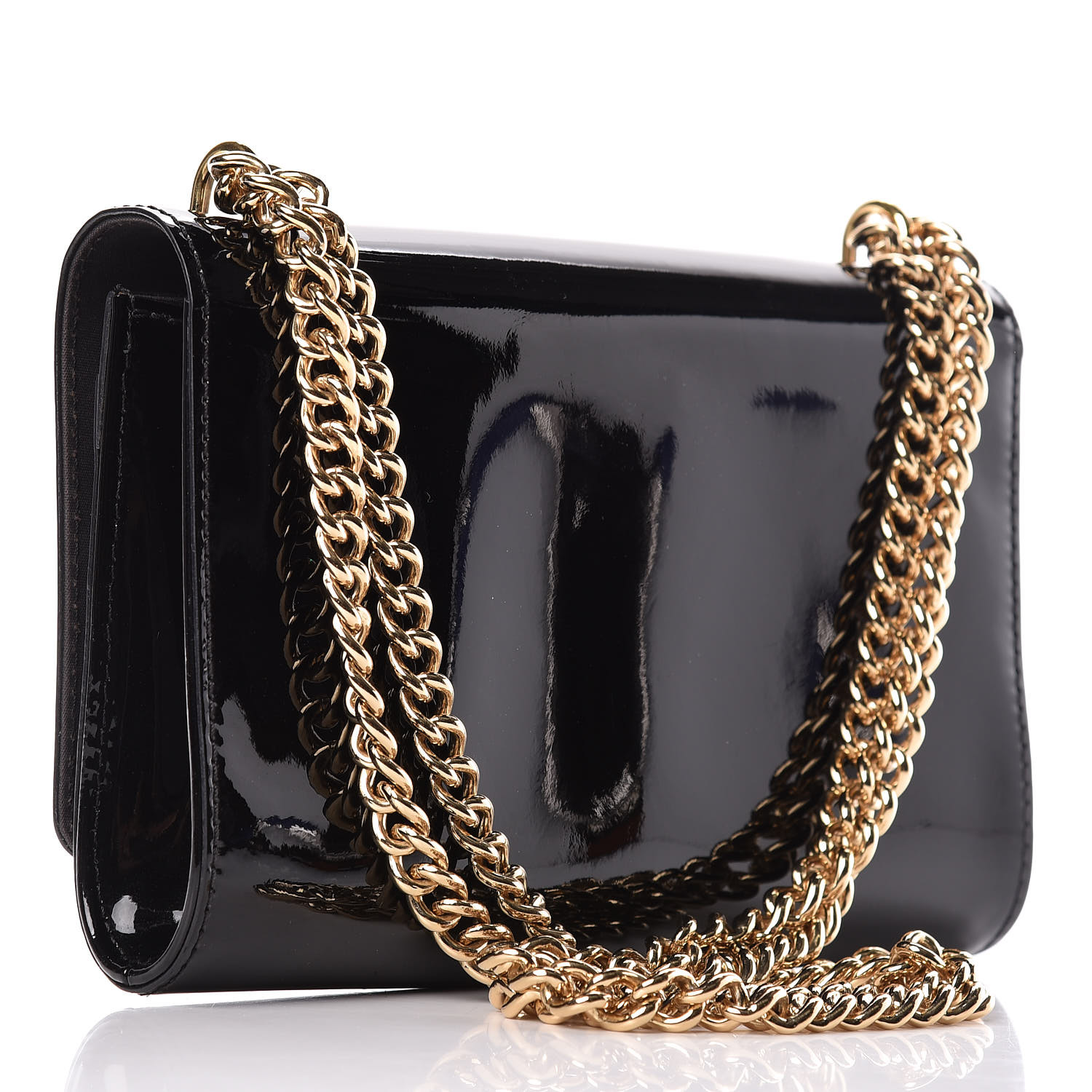 LOUIS VUITTON Vernis Chain Louise MM Black 450987