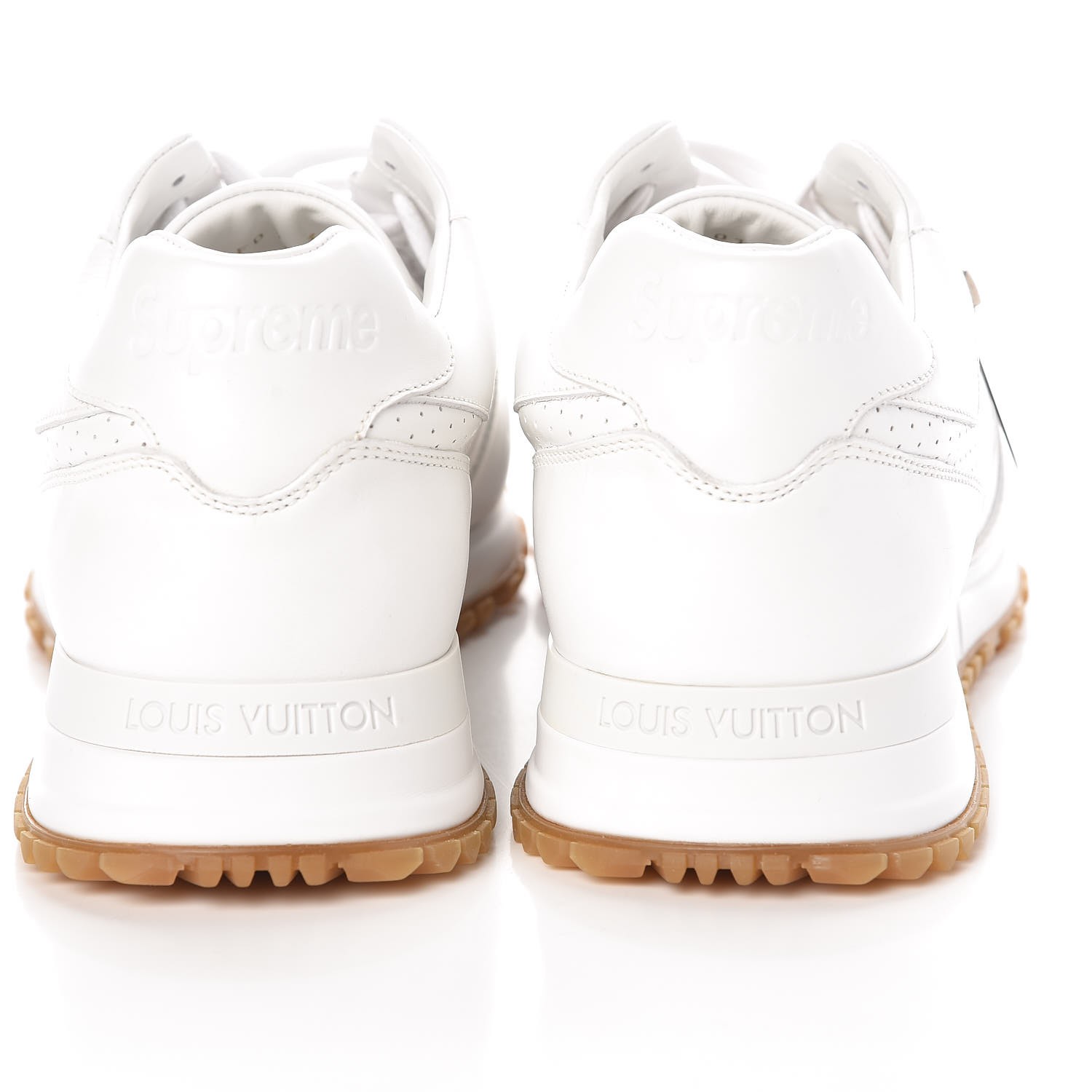 LOUIS VUITTON X SUPREME Calfskin Mens Runaway Sneakers 9.5 White 317950