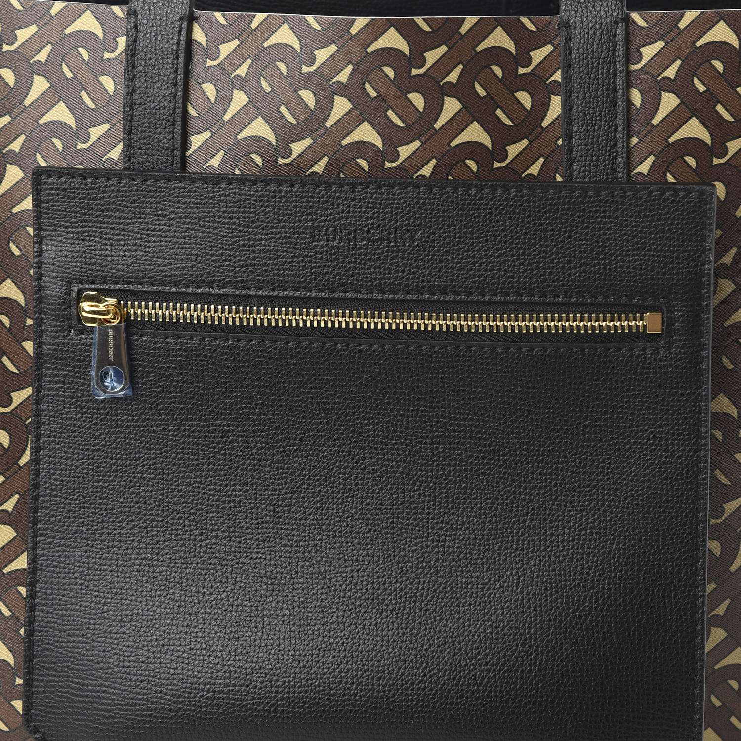 BURBERRY Calfskin TB  Motif  Embossed Medium Tote Black 