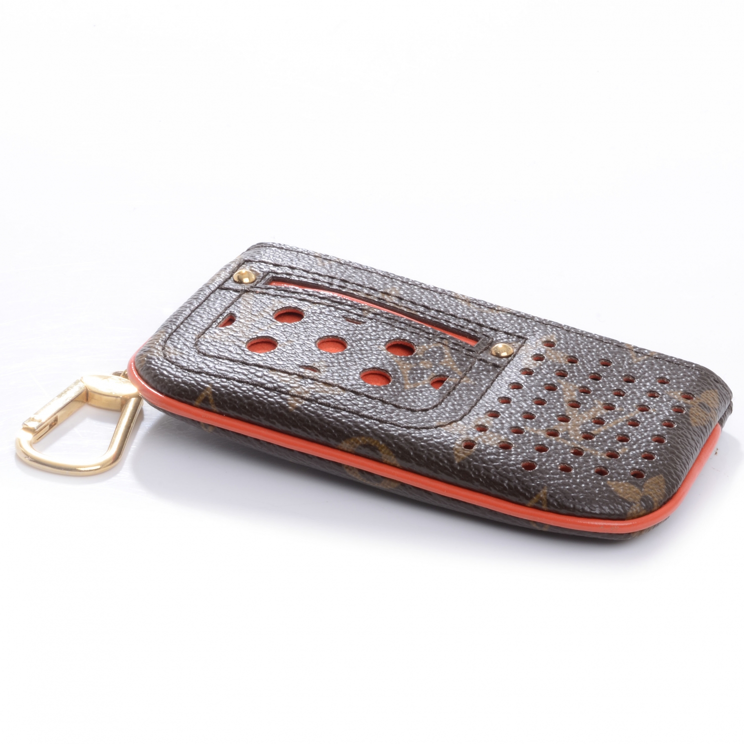 LOUIS VUITTON Perforated Key Ring Cles Pochette Orange 46773