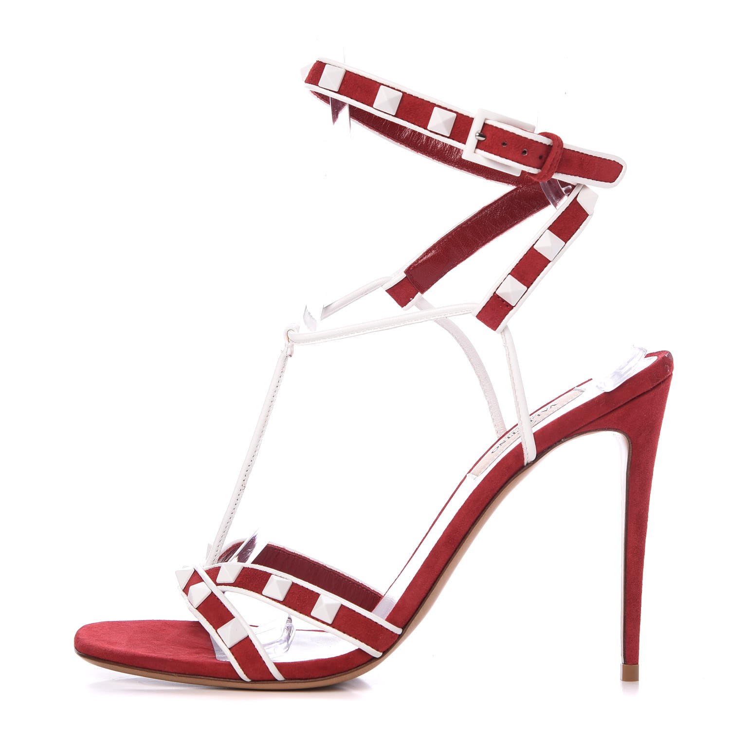 red and white sandals
