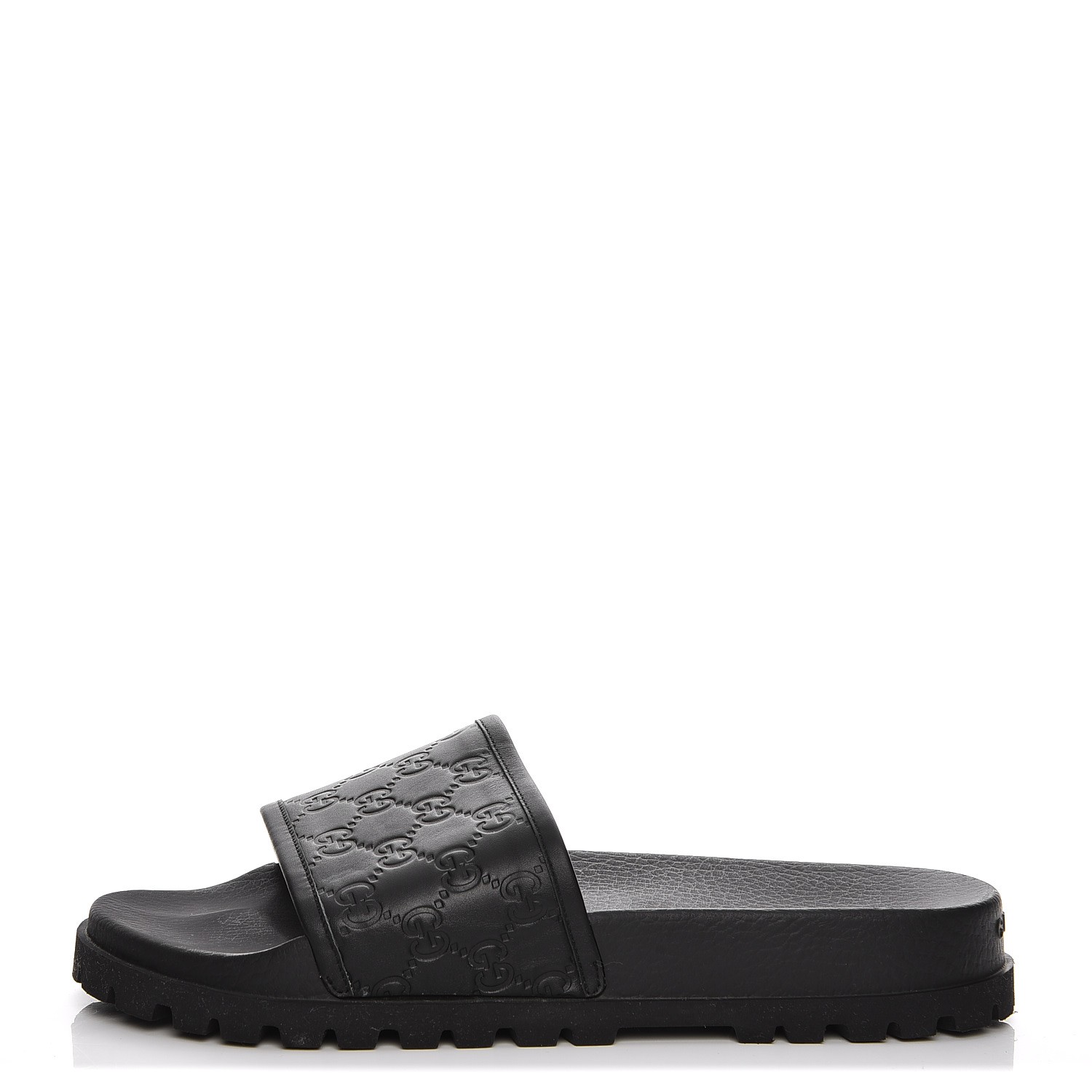 GUCCI Guccissima Mens Slide Sandals 11 Black 211781