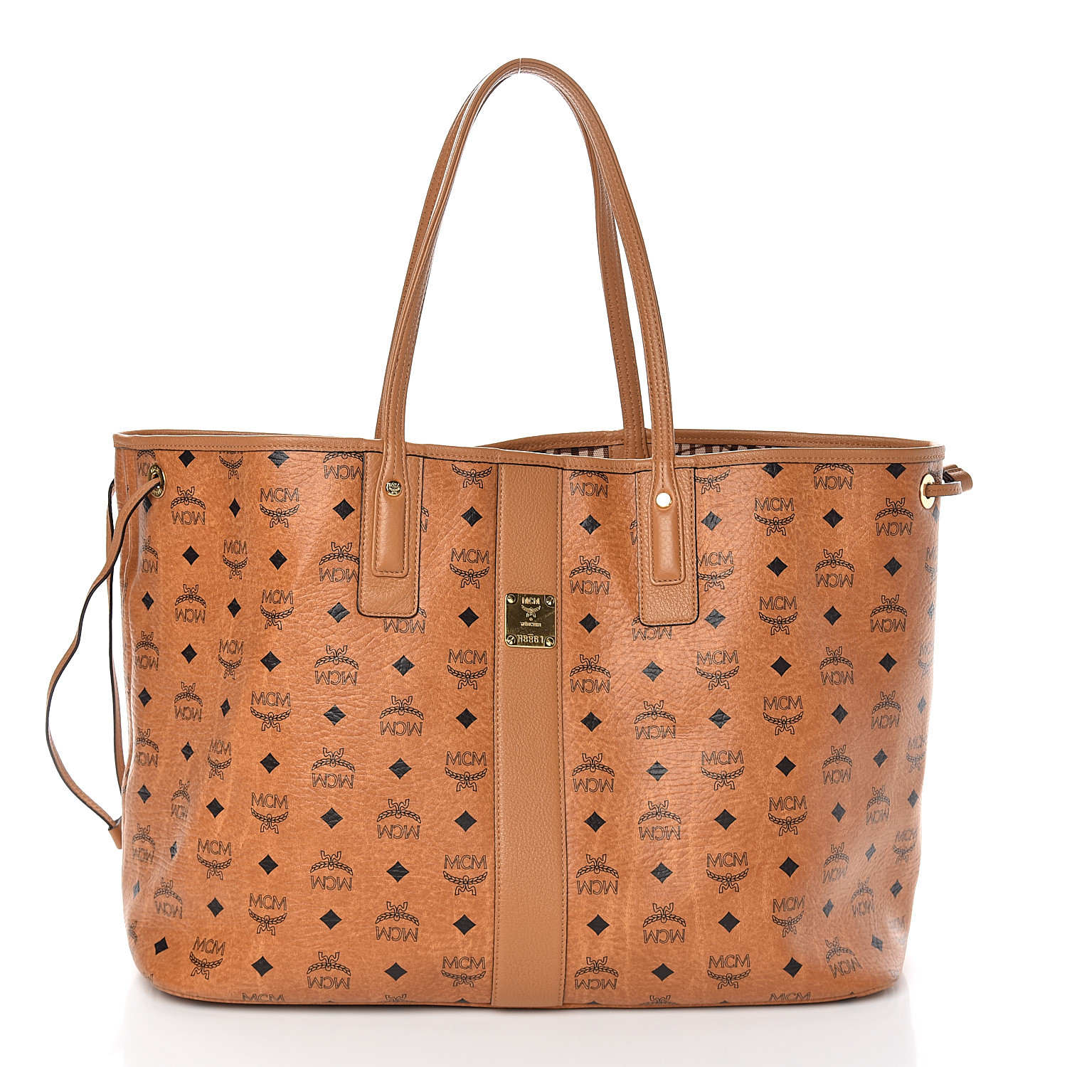 mcm liz large shopper bag cognac