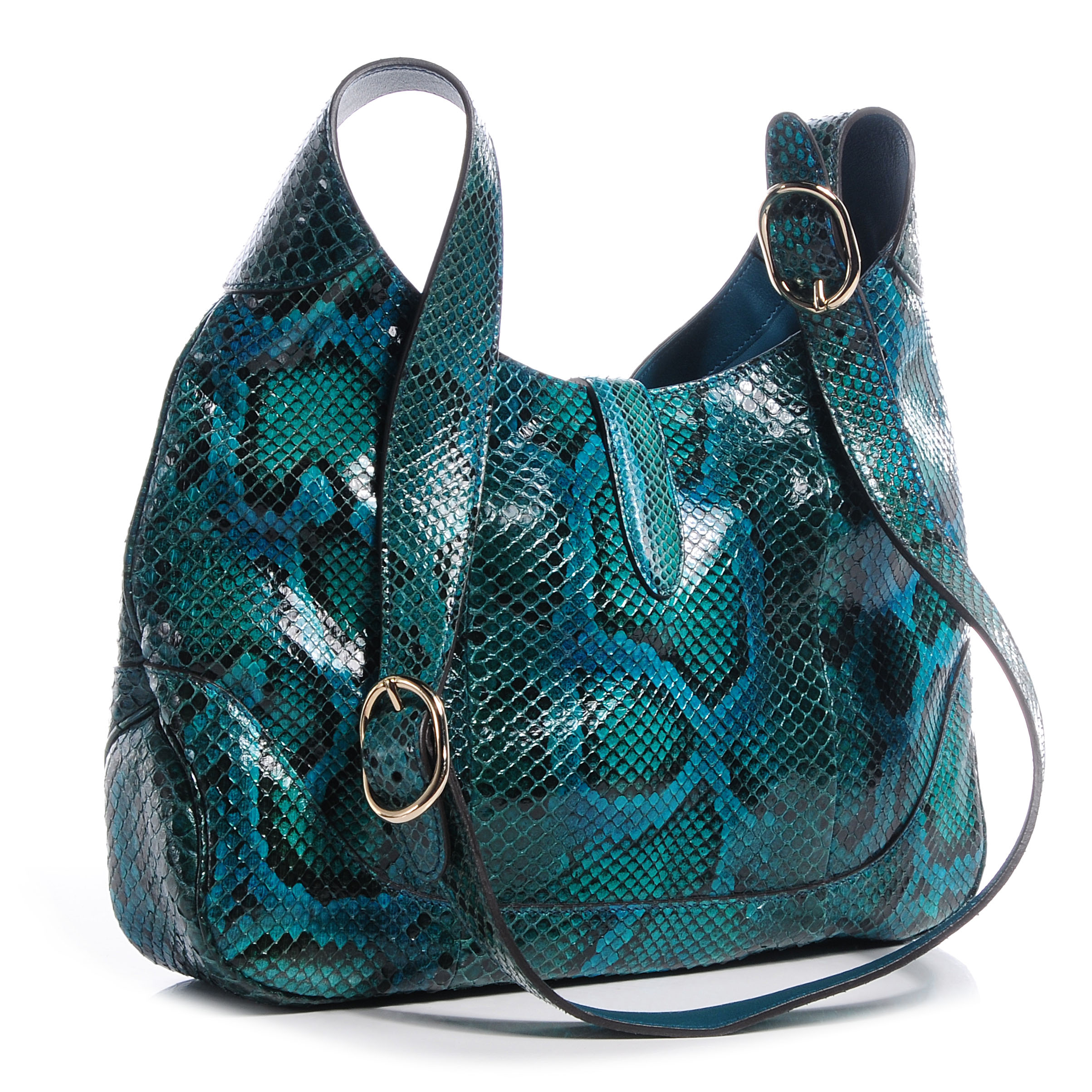 GUCCI Python Jackie Medium Shoulder Hobo Malachite Green 67045