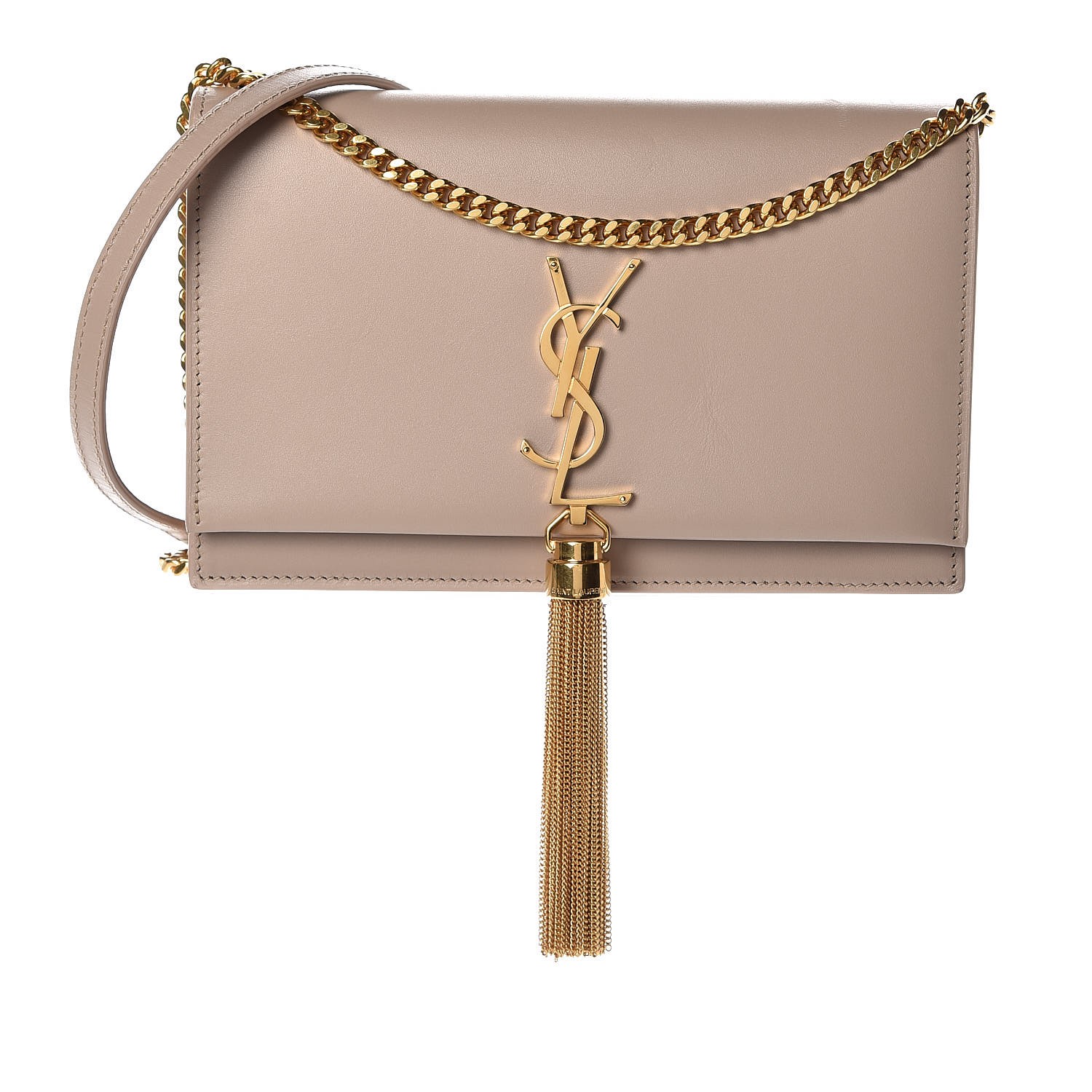kate chain wallet with tassel in smooth leather