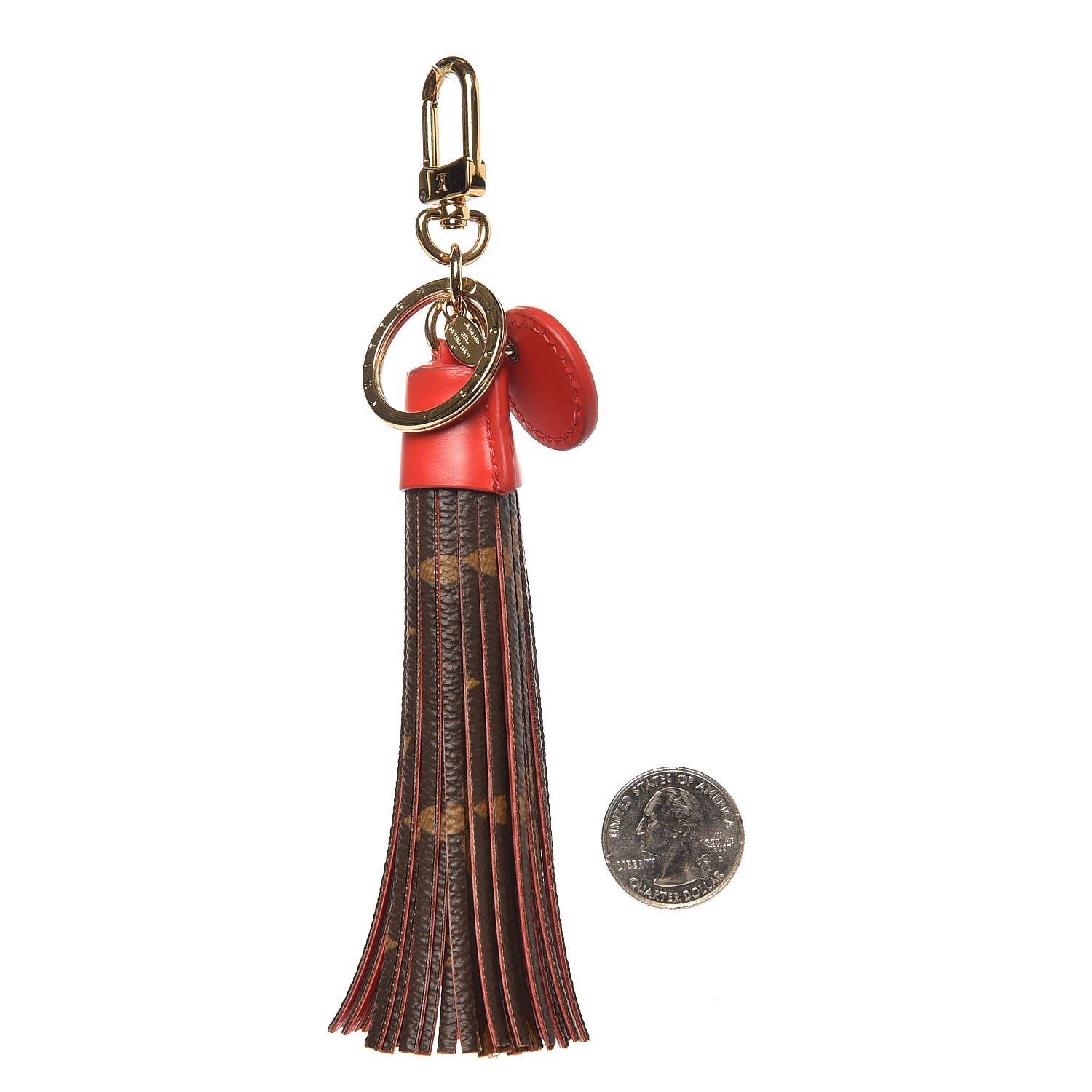 LOUIS VUITTON Monogram Tassel Bag Charm Red 272444