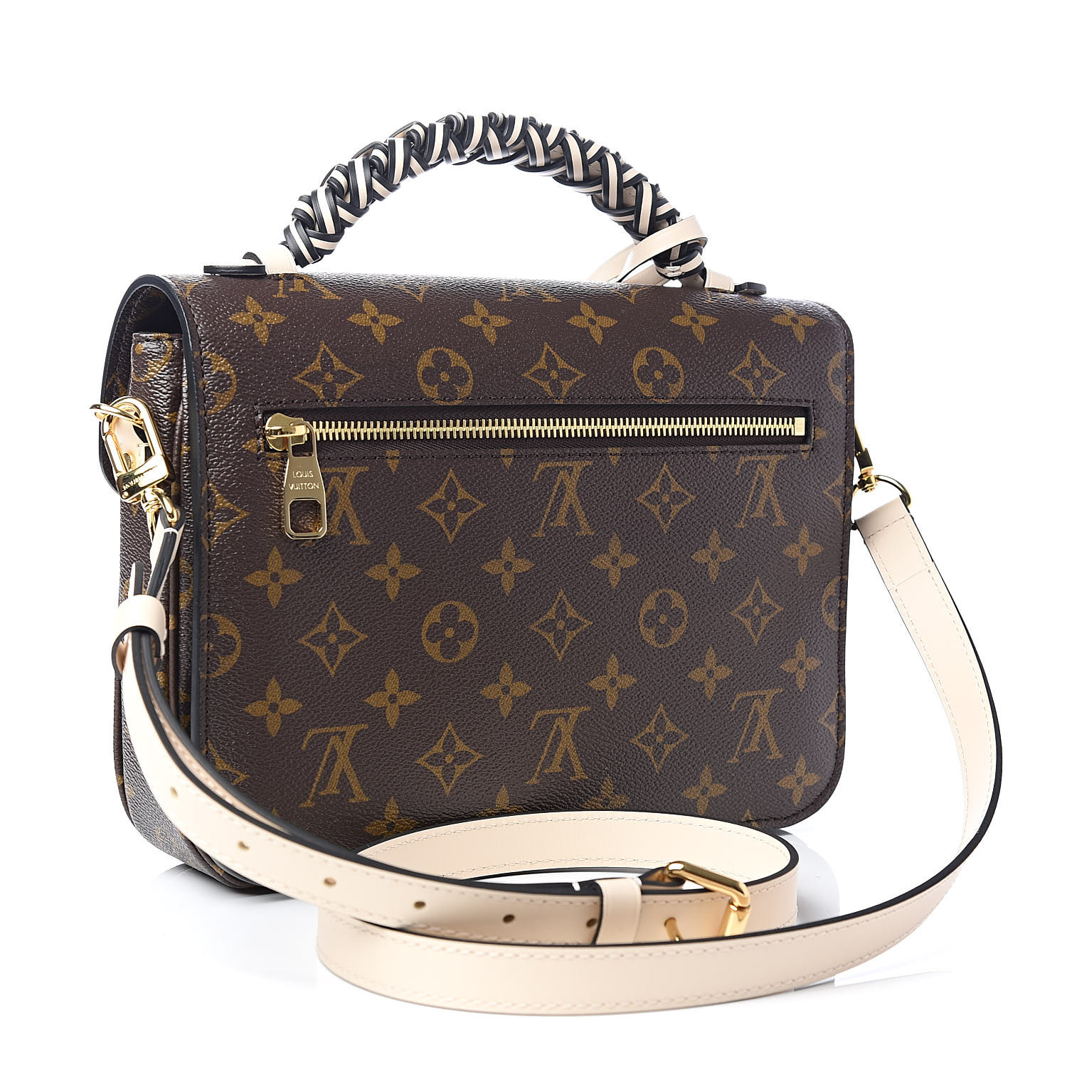 LOUIS VUITTON Monogram Braided Pochette Metis Beige 519519