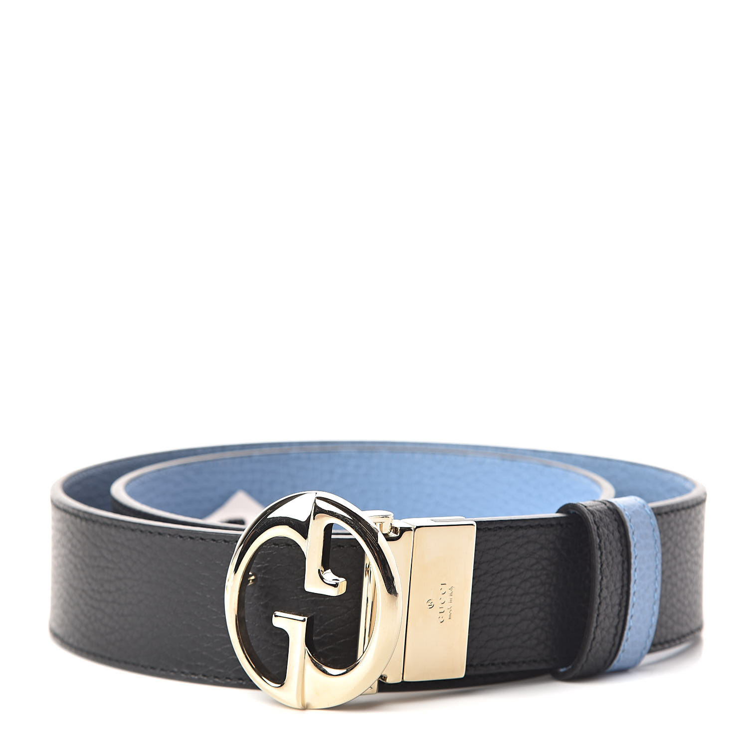 blue and black gucci belt