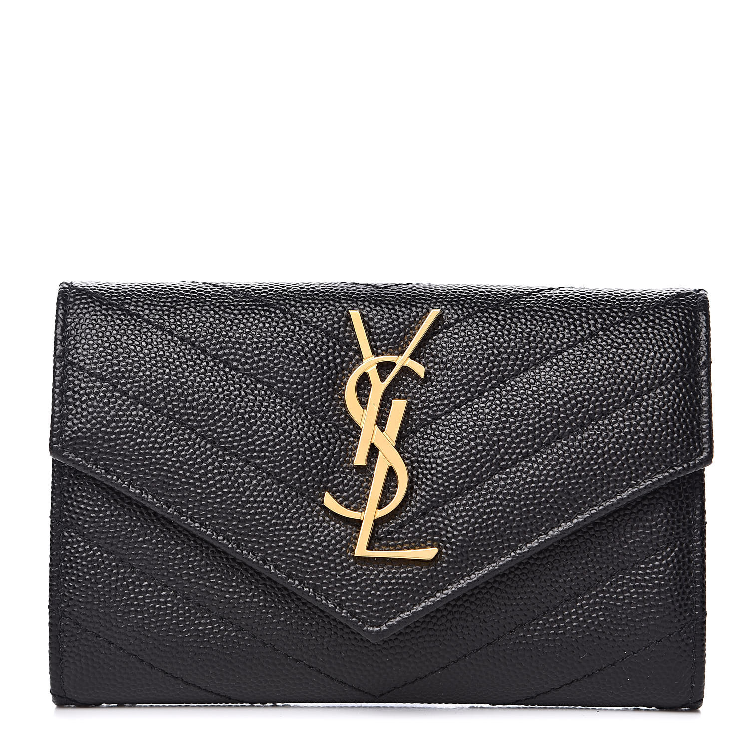 SAINT LAURENT Grain De Poudre Matelasse Chevron Small Monogram Envelope ...