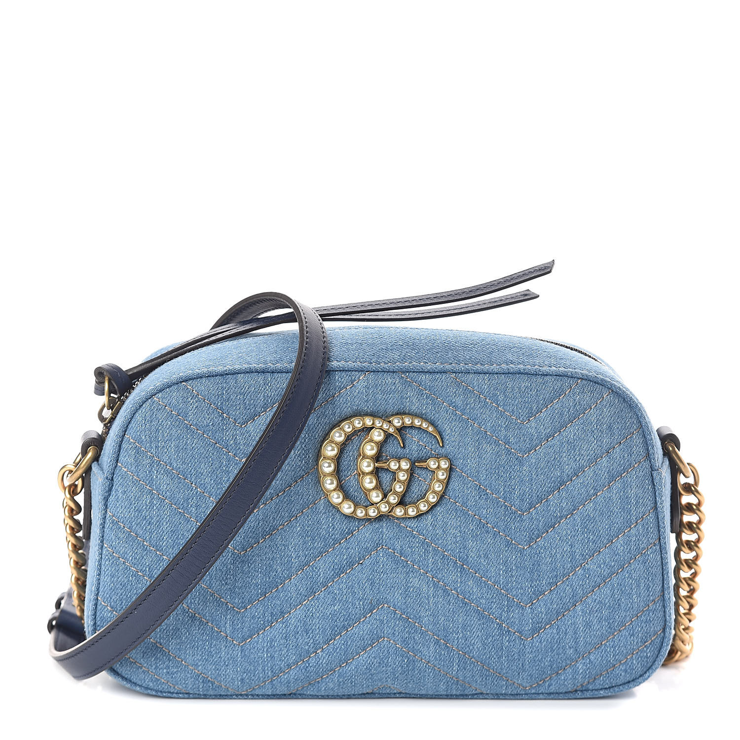 gucci denim pearl bag