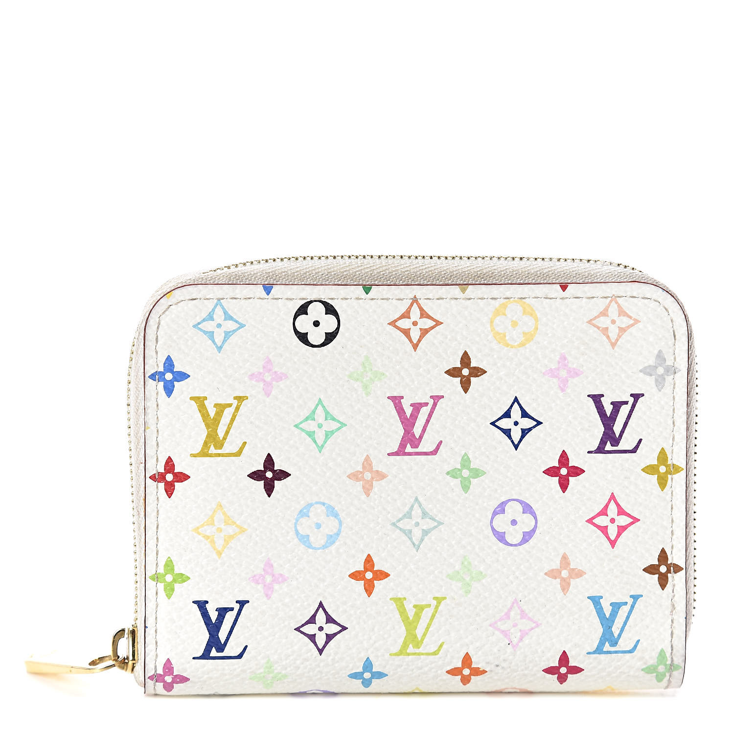 LOUIS VUITTON Multicolor Zippy Coin Purse Wallet White Litchi 519567