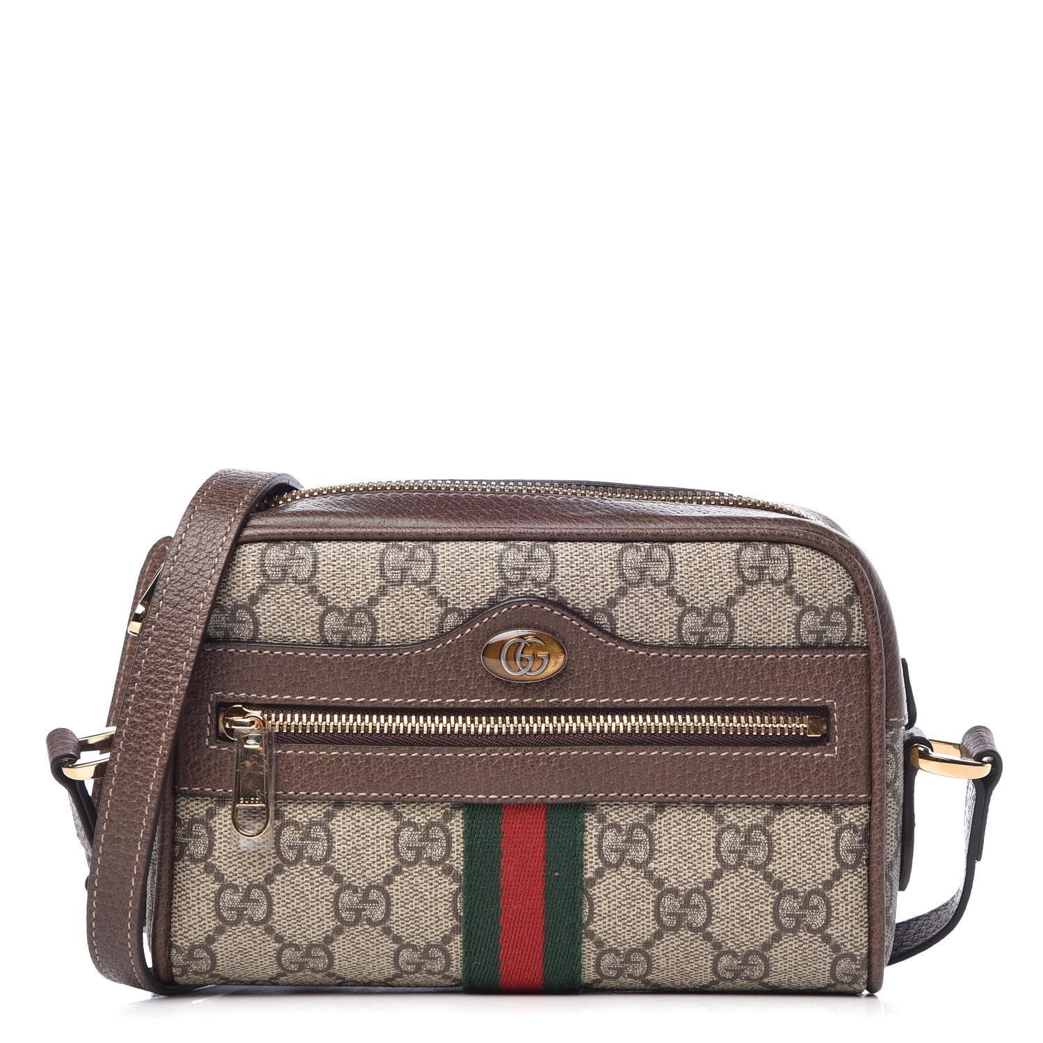 GUCCI GG Supreme Monogram Web Mini Ophidia Shoulder Bag Brown 338918