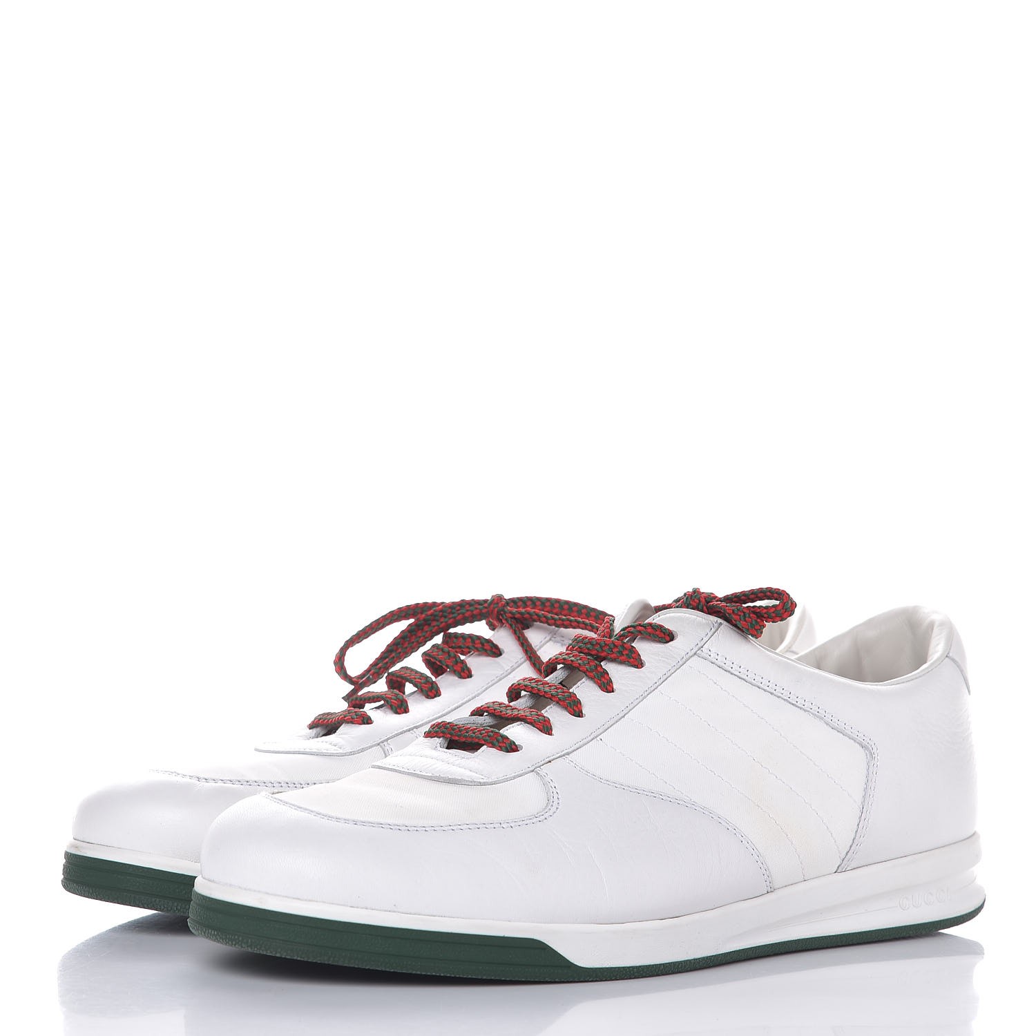 GUCCI Men&#39;s Calfskin 1984 Web Sneakers 10.5 White 284764