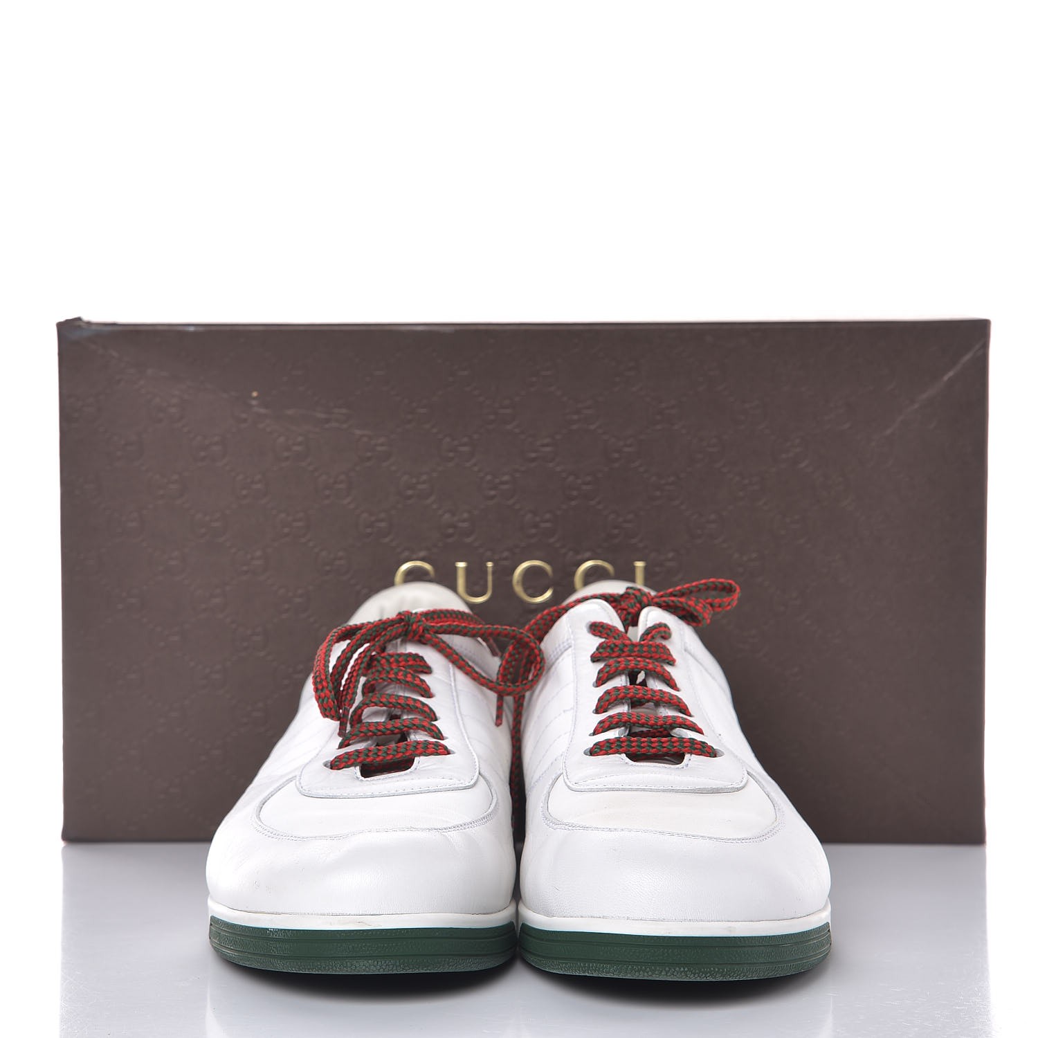 GUCCI Men&#39;s Calfskin 1984 Web Sneakers 10.5 White 284764