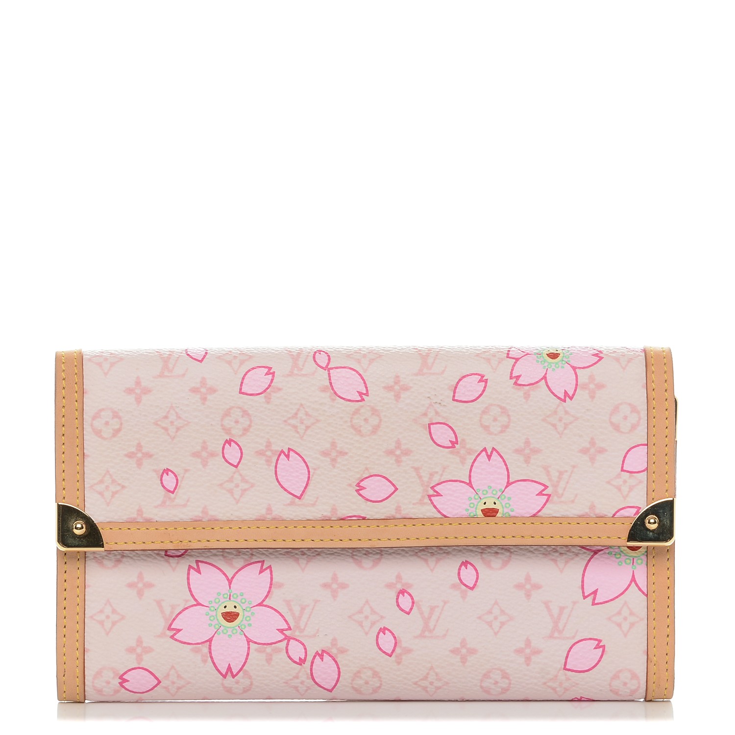 LOUIS VUITTON Monogram Cherry Blossom Porte Tresor International Wallet Pink 187863
