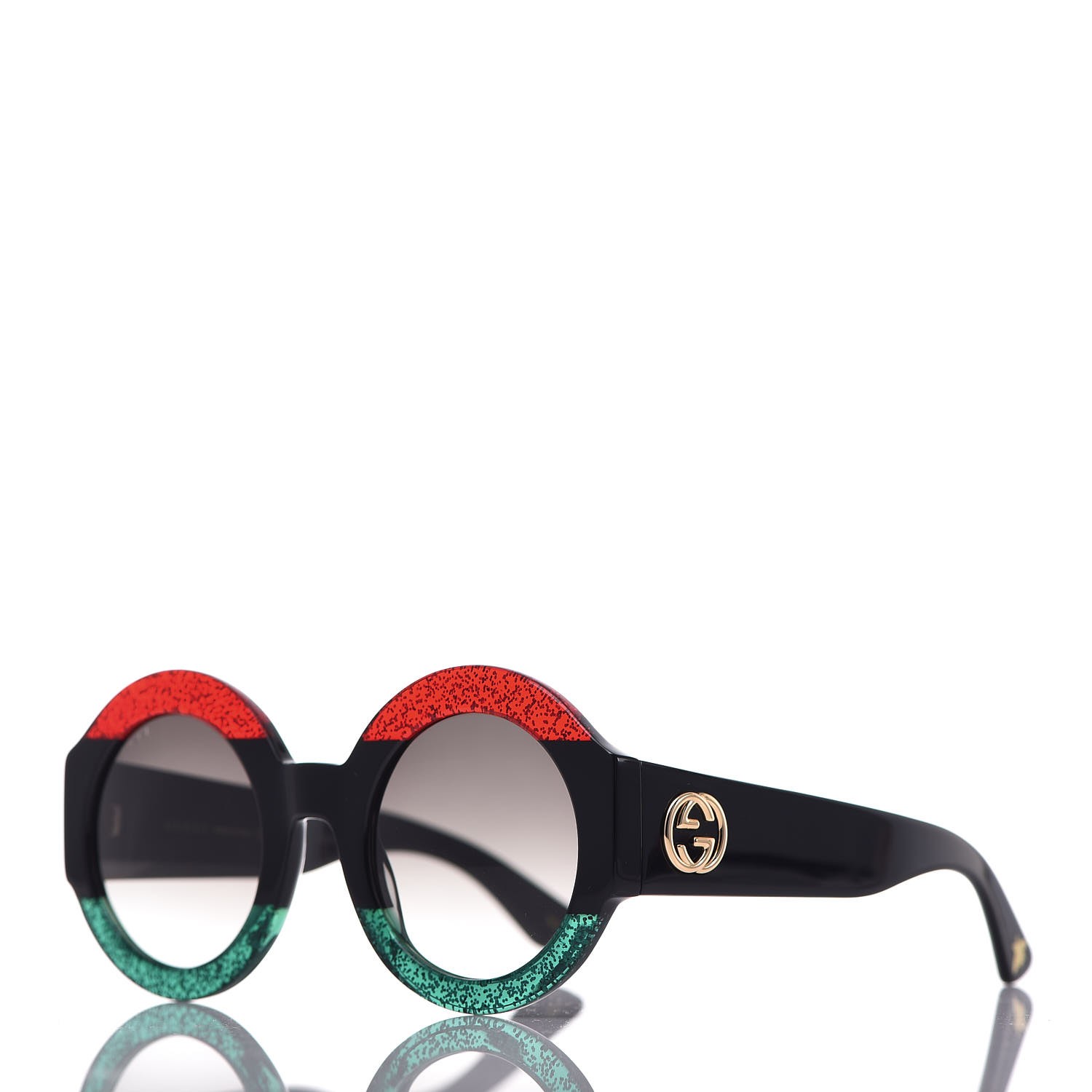 gucci round red and green sunglasses