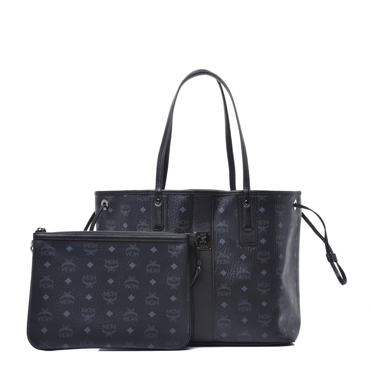 MCM Visetos Medium Liz Reversible Shopper Tote Black 701310 | FASHIONPHILE