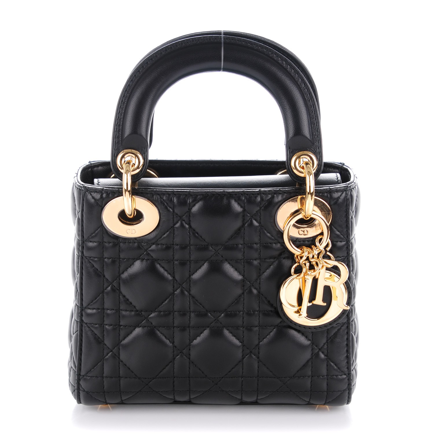CHRISTIAN DIOR Lambskin Cannage Mini Lady Dior Black 147435