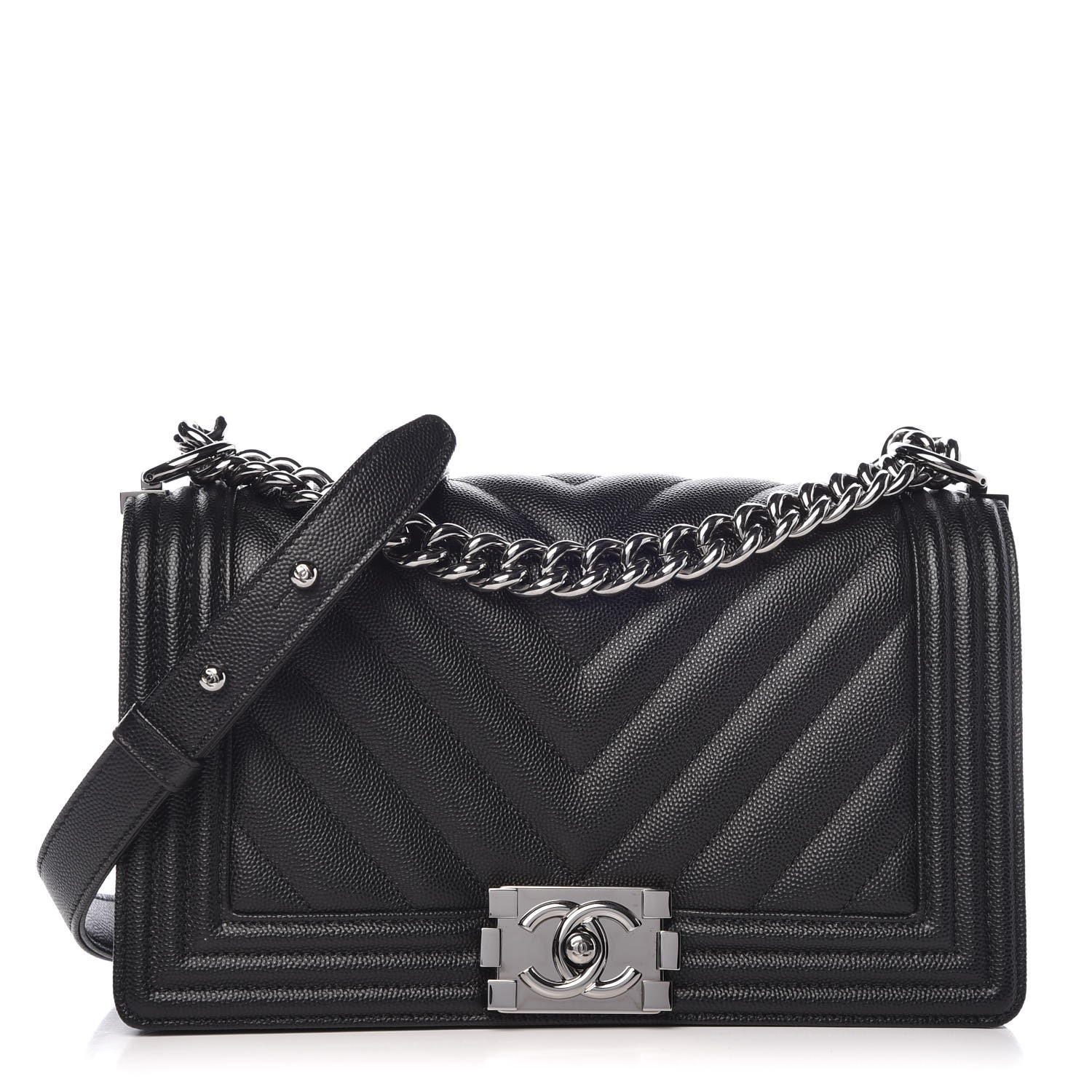 chanel black caviar medium flap