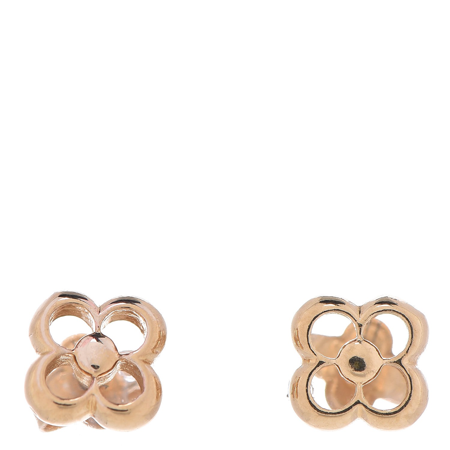 LOUIS VUITTON Brass Flower Full Stud Earrings Gold 264022
