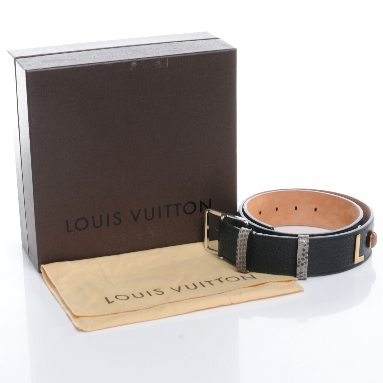 LOUIS VUITTON Leather Paris Belt Black 85 35 48612
