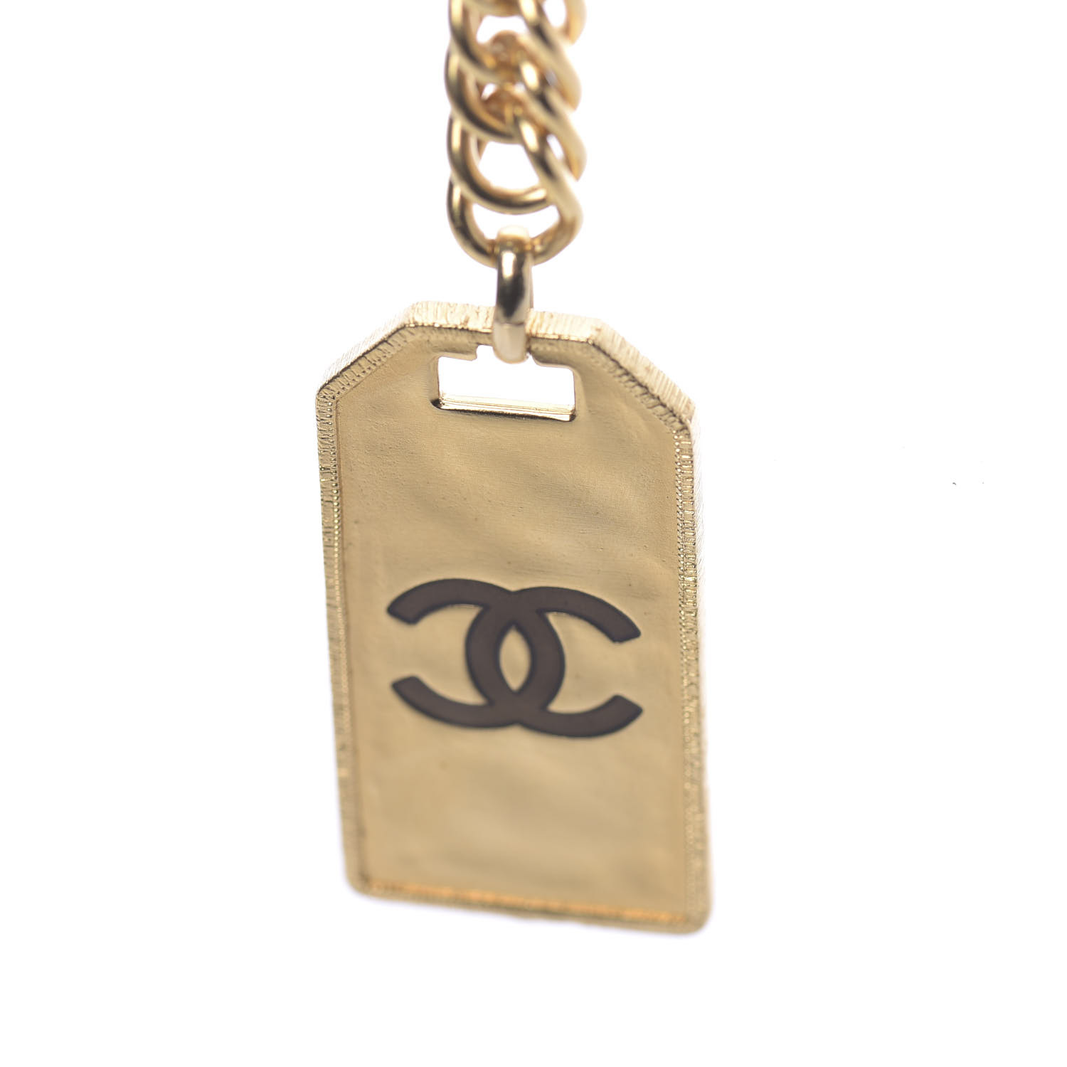 CHANEL Metal ID Dog Tag Charm Necklace Gold 769243 | FASHIONPHILE