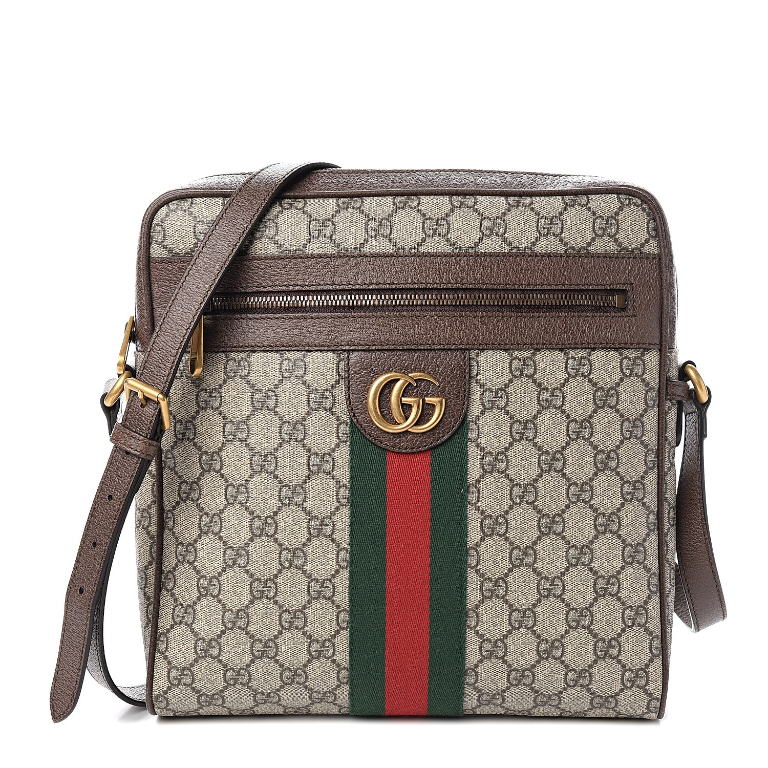 GUCCI GG Supreme Monogram Web Medium Ophidia Messenger Bag Brown 546611