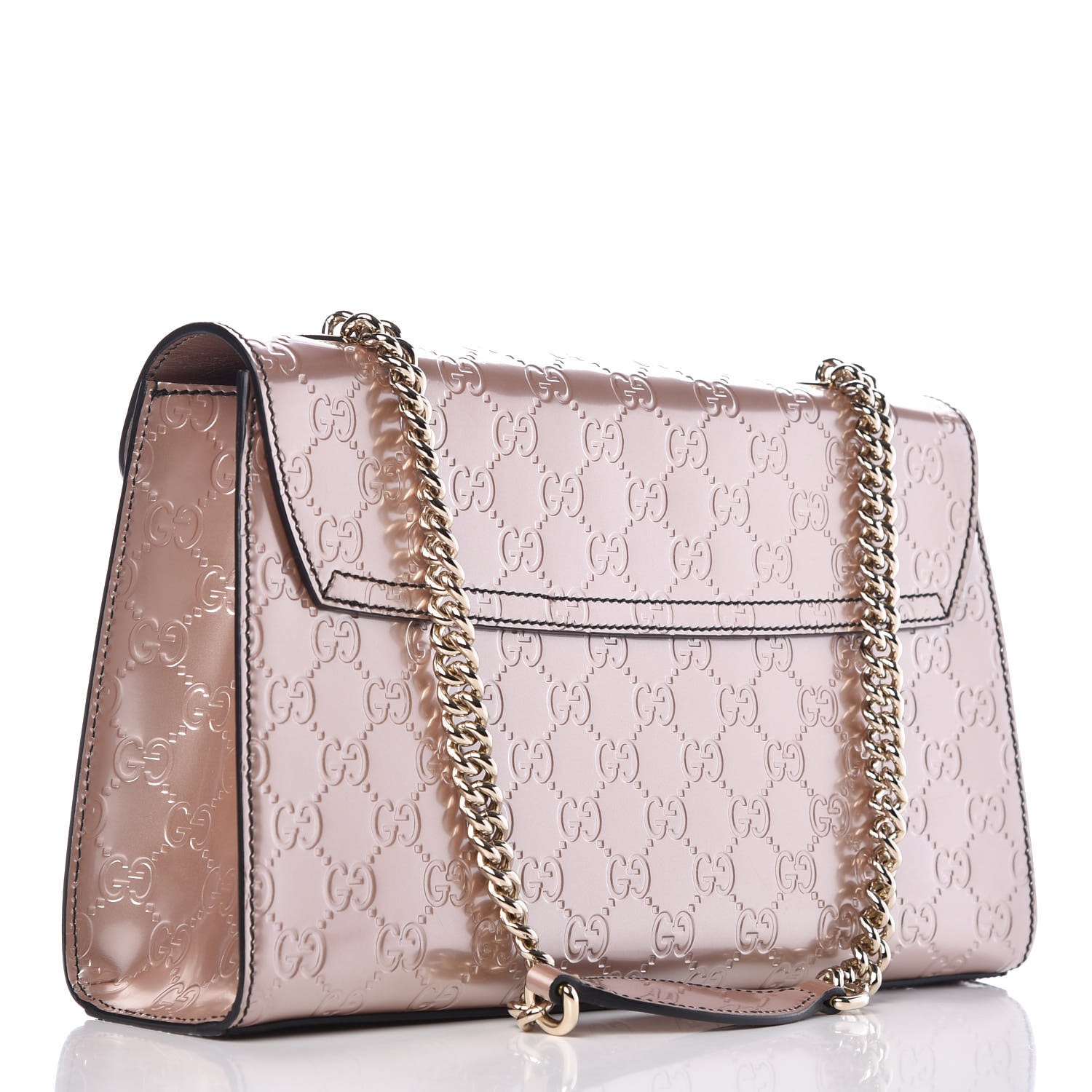 GUCCI GG Shine Guccissima Medium Emily Chain Shoulder Bag Light Pink 333980