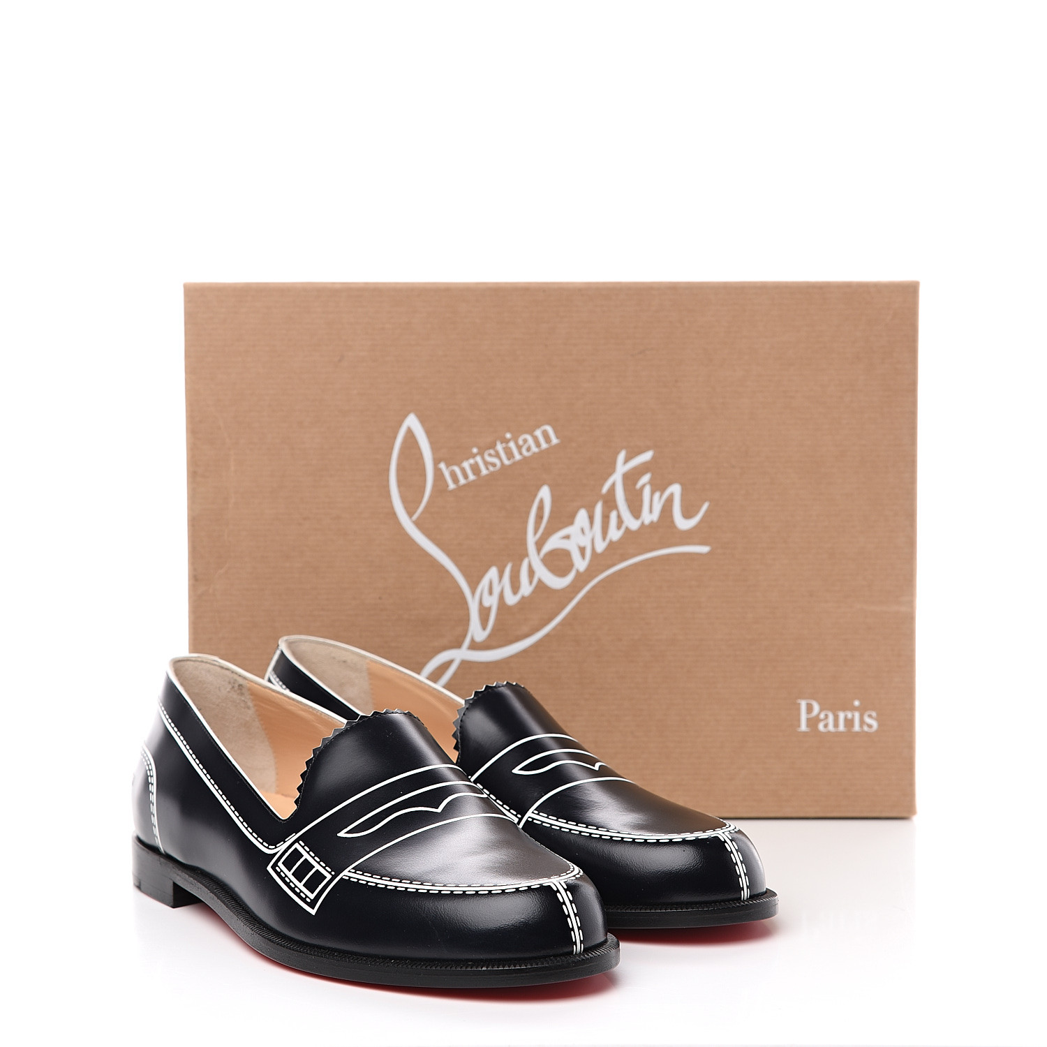 CHRISTIAN LOUBOUTIN Calfskin Women Mocalaureat Tromp L'oeil Loafers 35. ...