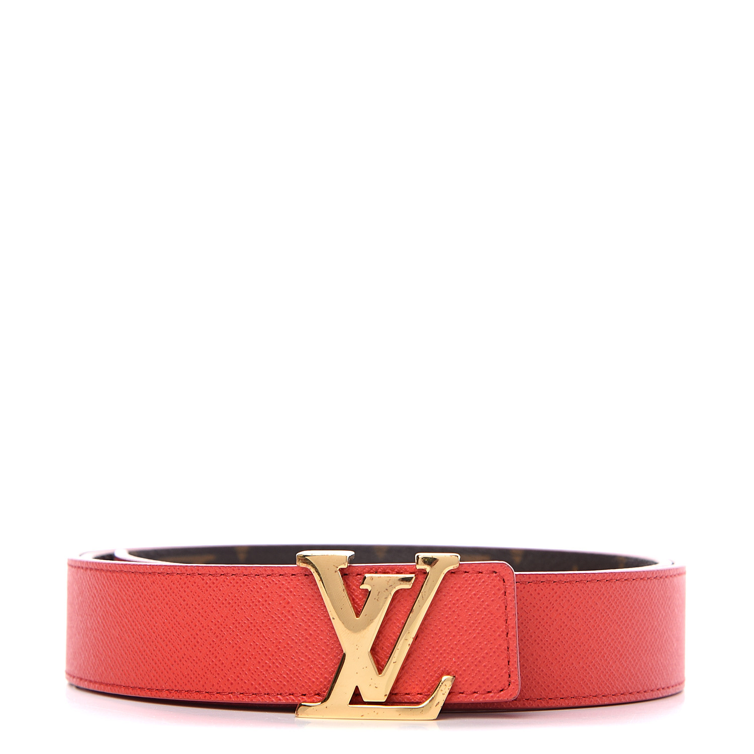 LOUIS VUITTON Monogram 30mm LV Initiales Reversible Belt 90 36 Coquelicot 566780