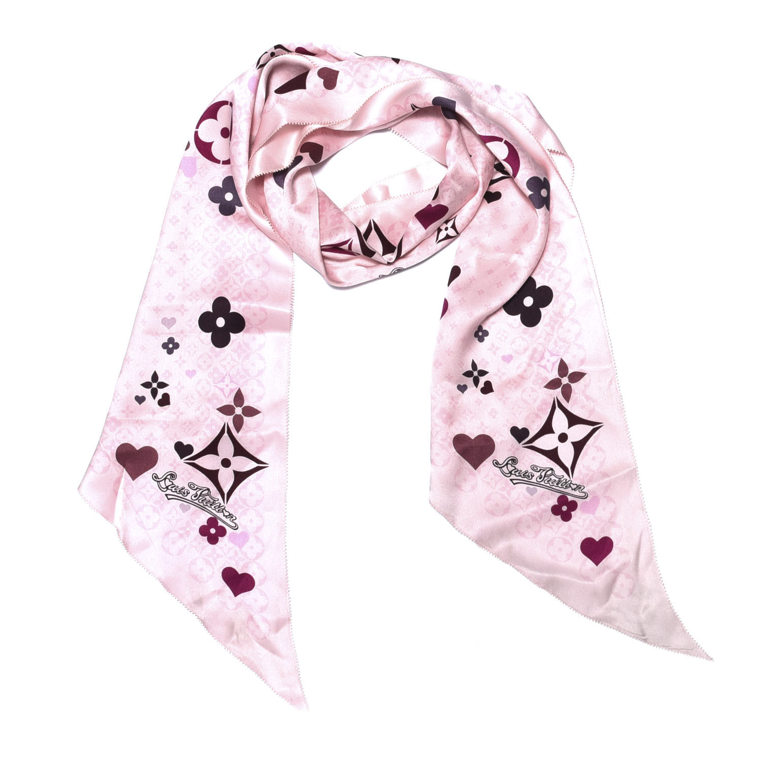 LOUIS VUITTON Silk Floral Scarf Pink 568075