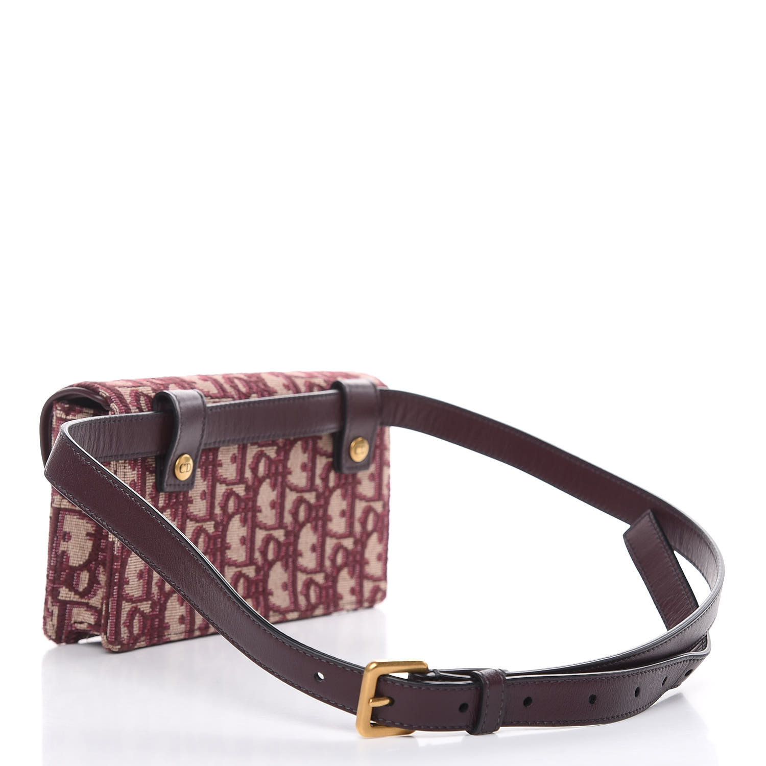 CHRISTIAN DIOR Oblique Saddle Belt Bag Bordeaux 464643