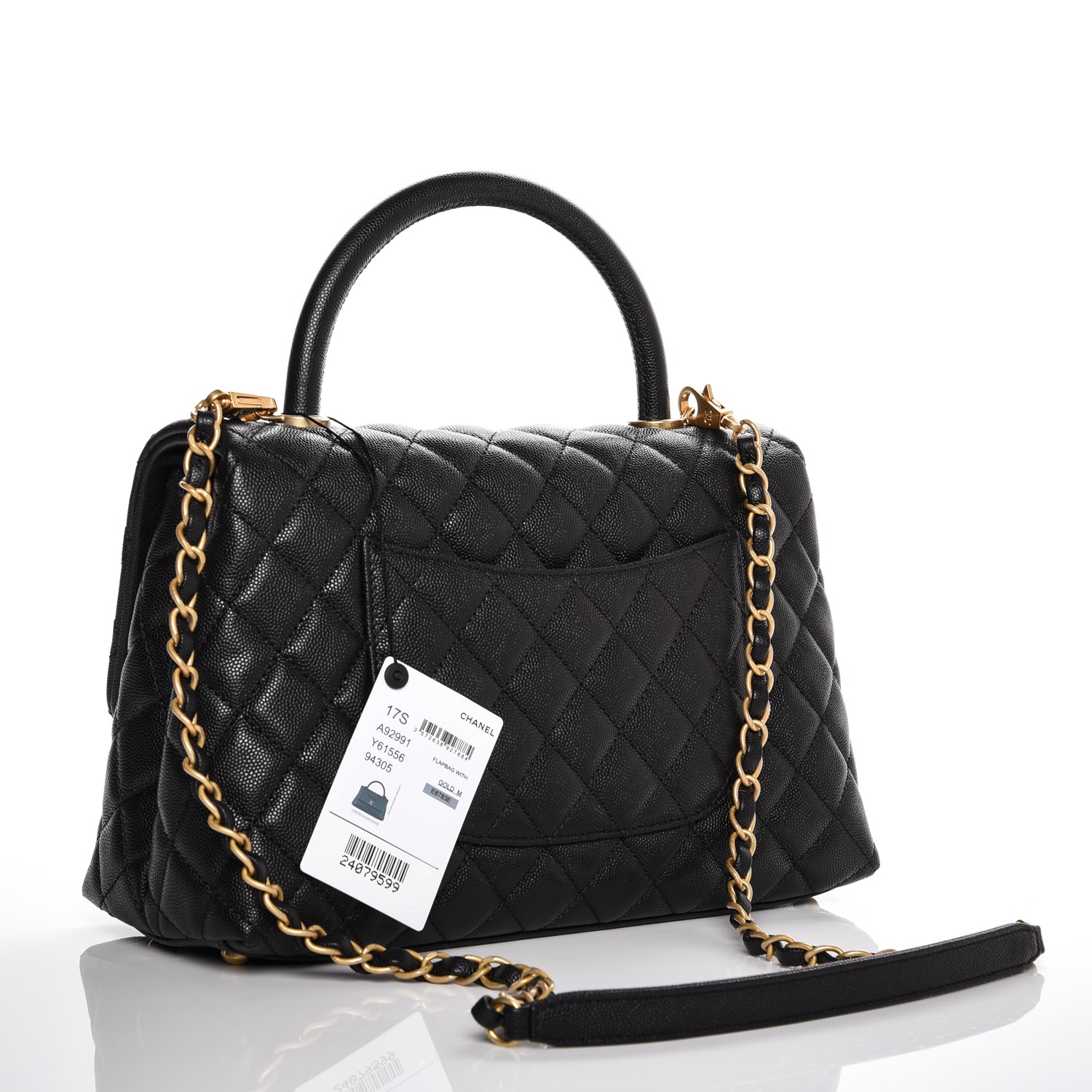 CHANEL Caviar Quilted Small Coco Handle Flap Black 203167
