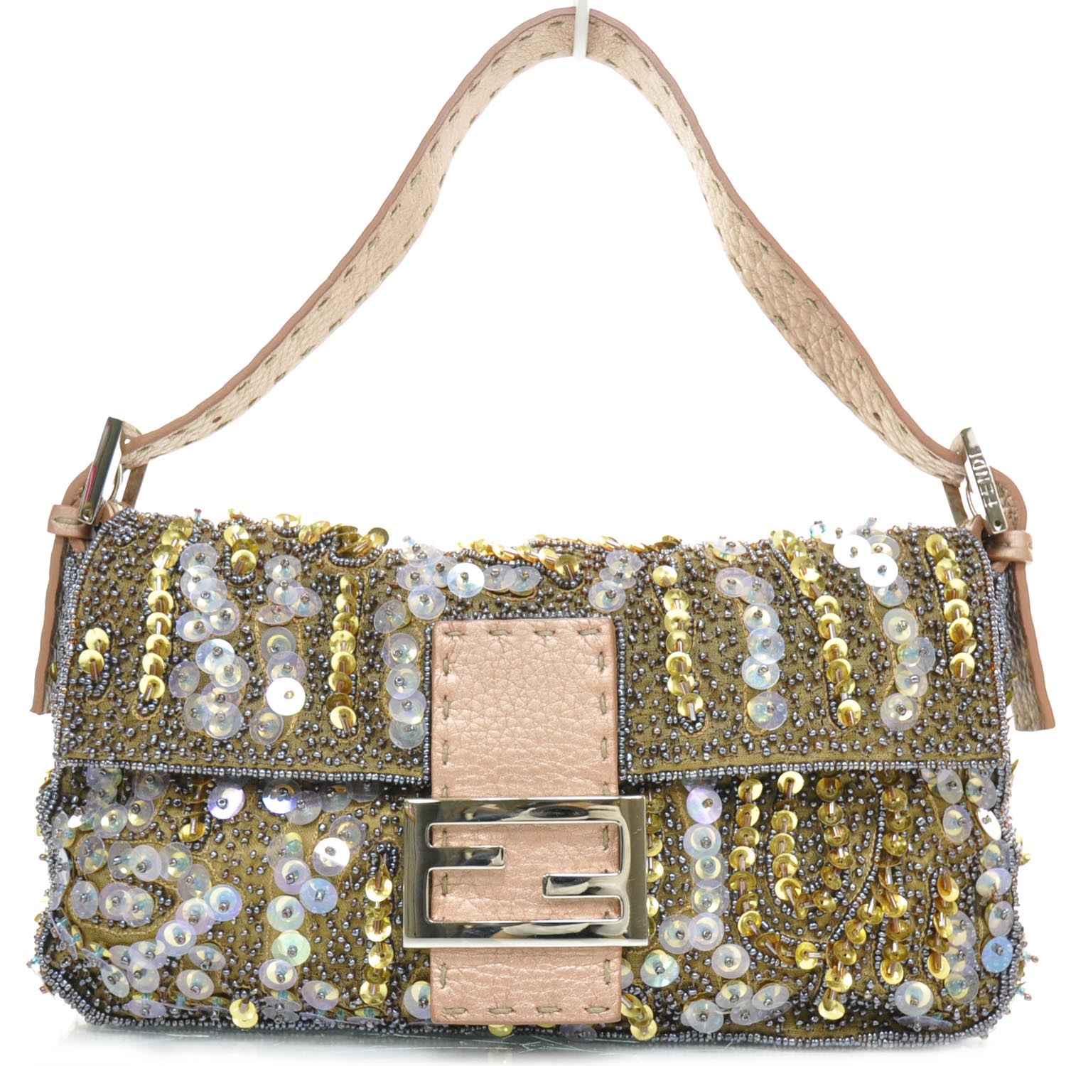 fendi blue sequin baguette