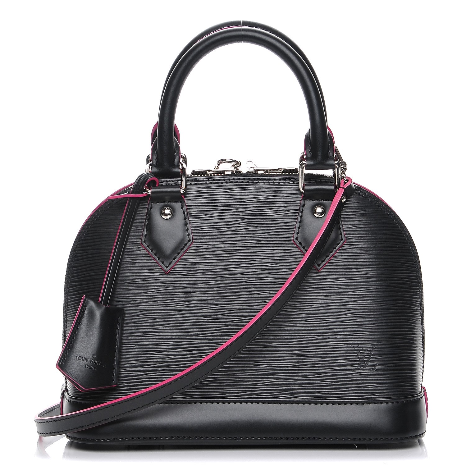 louis vuitton alma bb pink epi LOUIS VUITTON Epi Alma BB Black Hot Pink 208074