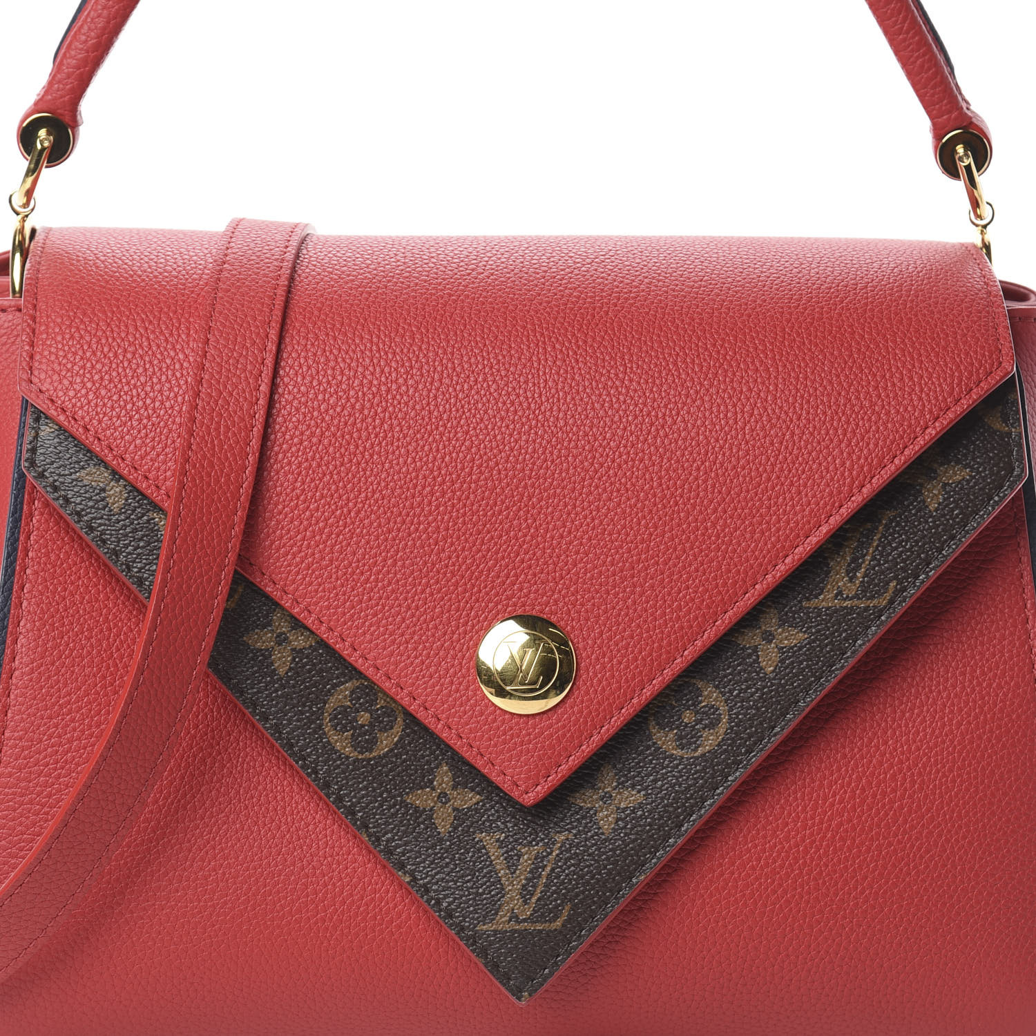 Louis Vuitton Rubis Leather and Monogram Canvas Double V Compact