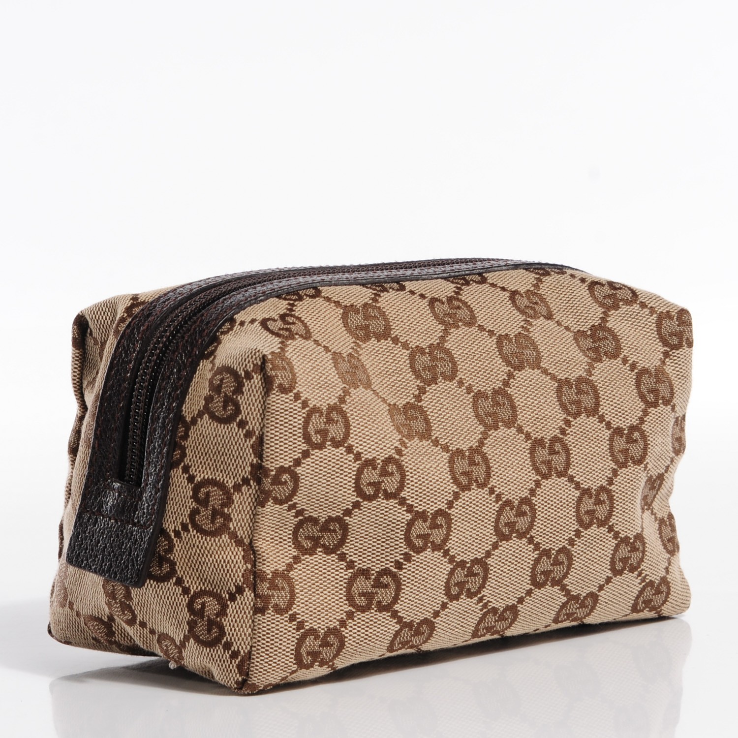 GUCCI Monogram Large Cosmetic Case Brown 112331